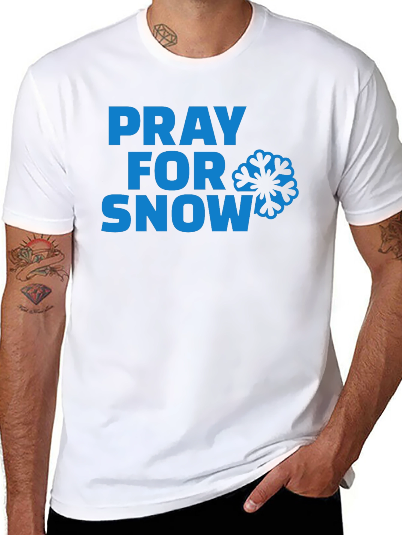 Pray for Snow T-Shirt - Blue Graphic Tee