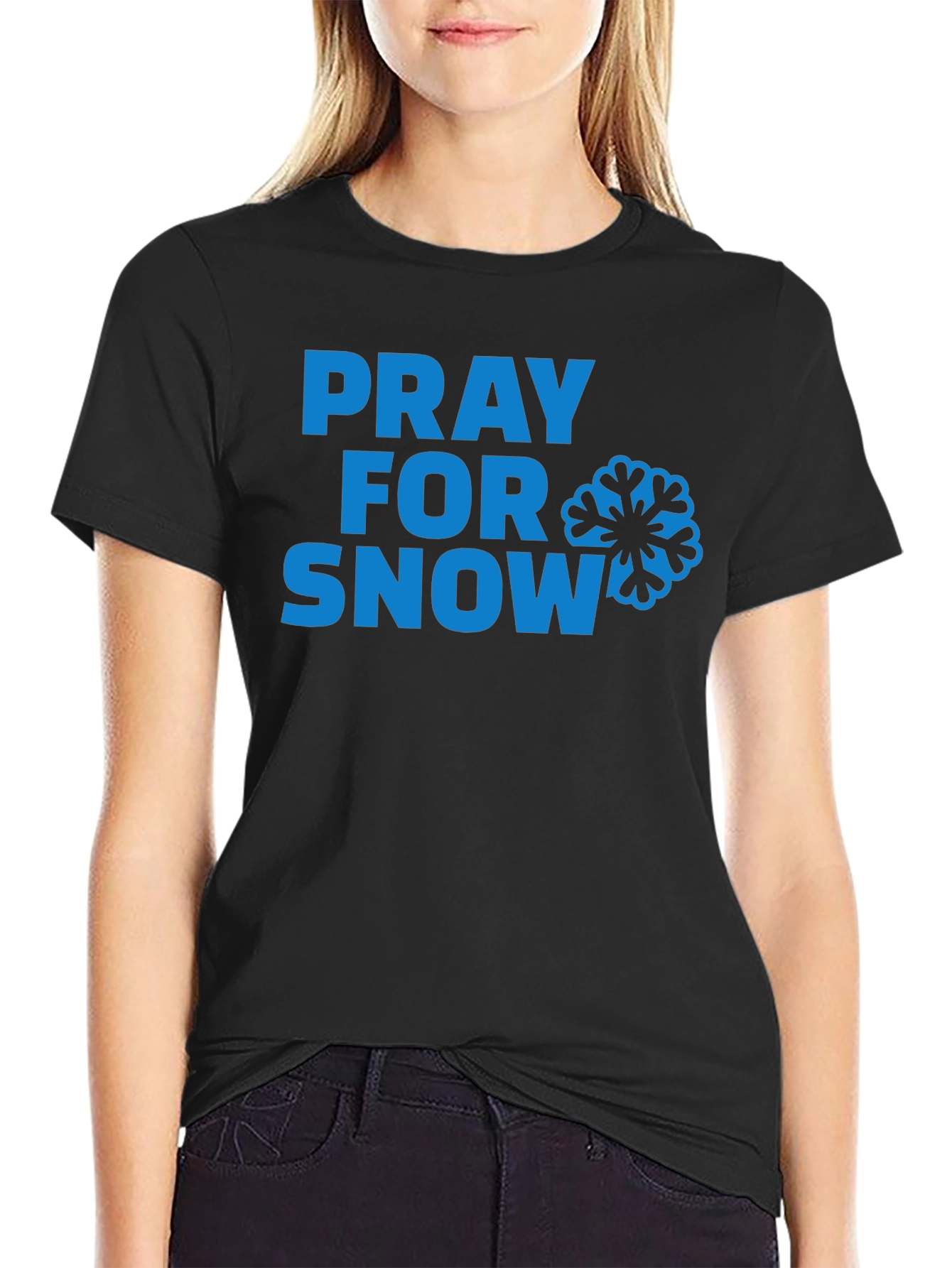 Pray for Snow T-Shirt - Blue Graphic Tee