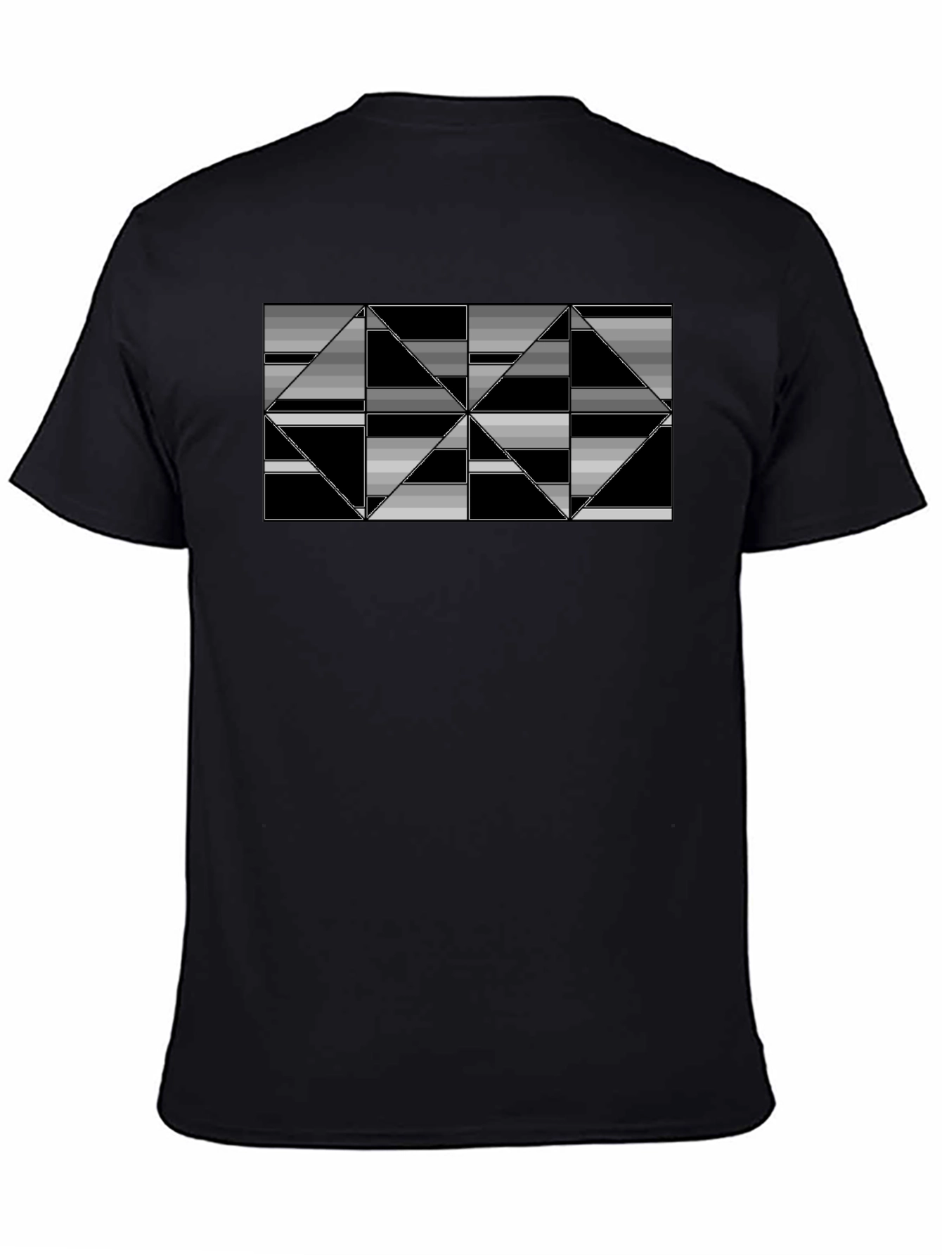 Geometric Triangle Patterned Black T-Shirt