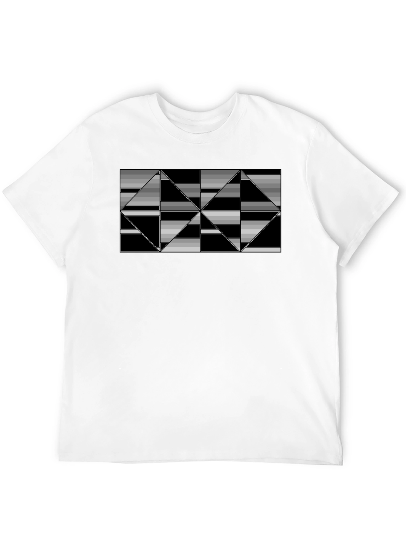 Geometric Triangle Patterned Black T-Shirt