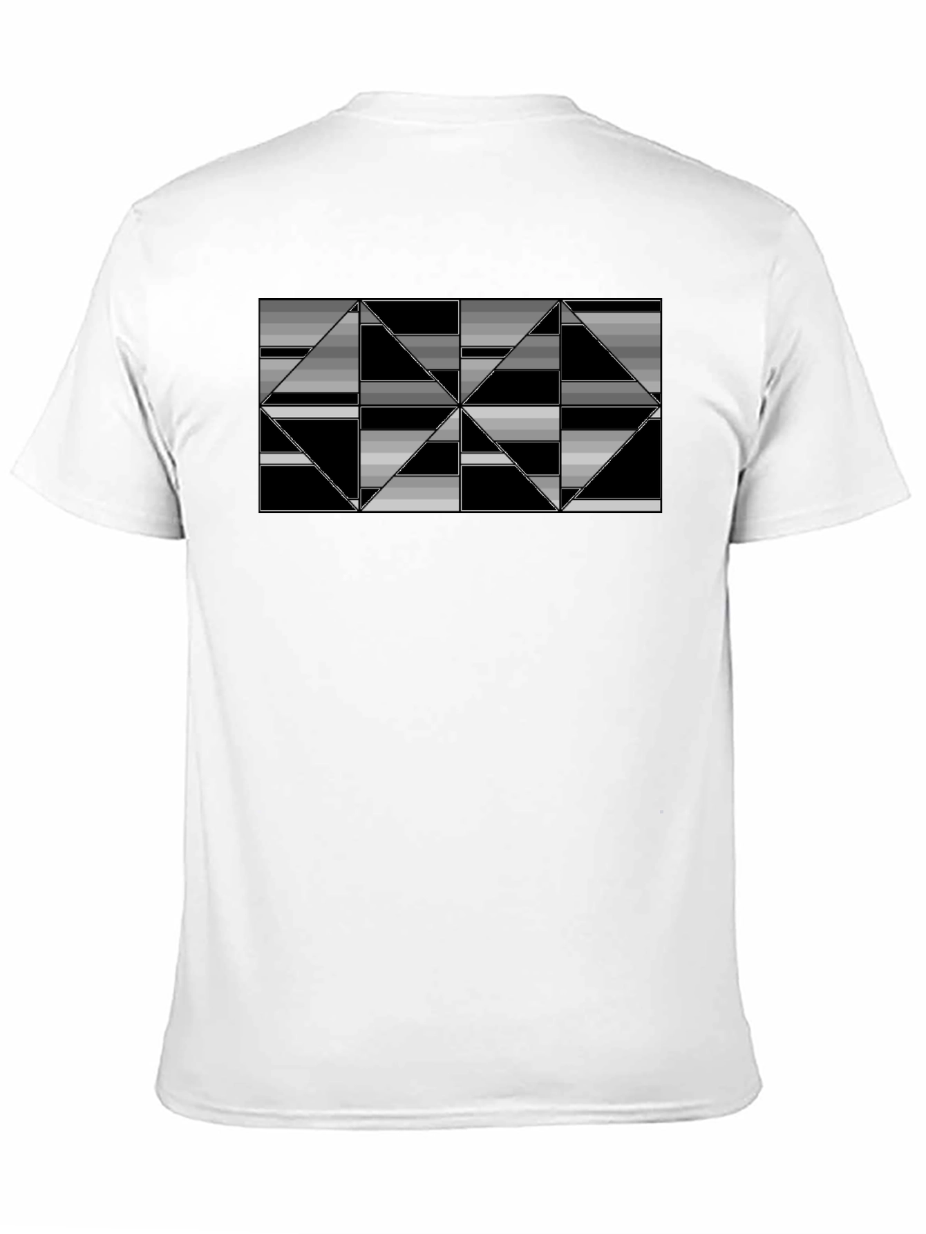 Geometric Triangle Patterned Black T-Shirt