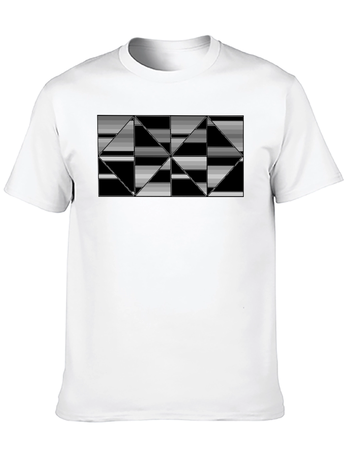 Geometric Triangle Patterned Black T-Shirt