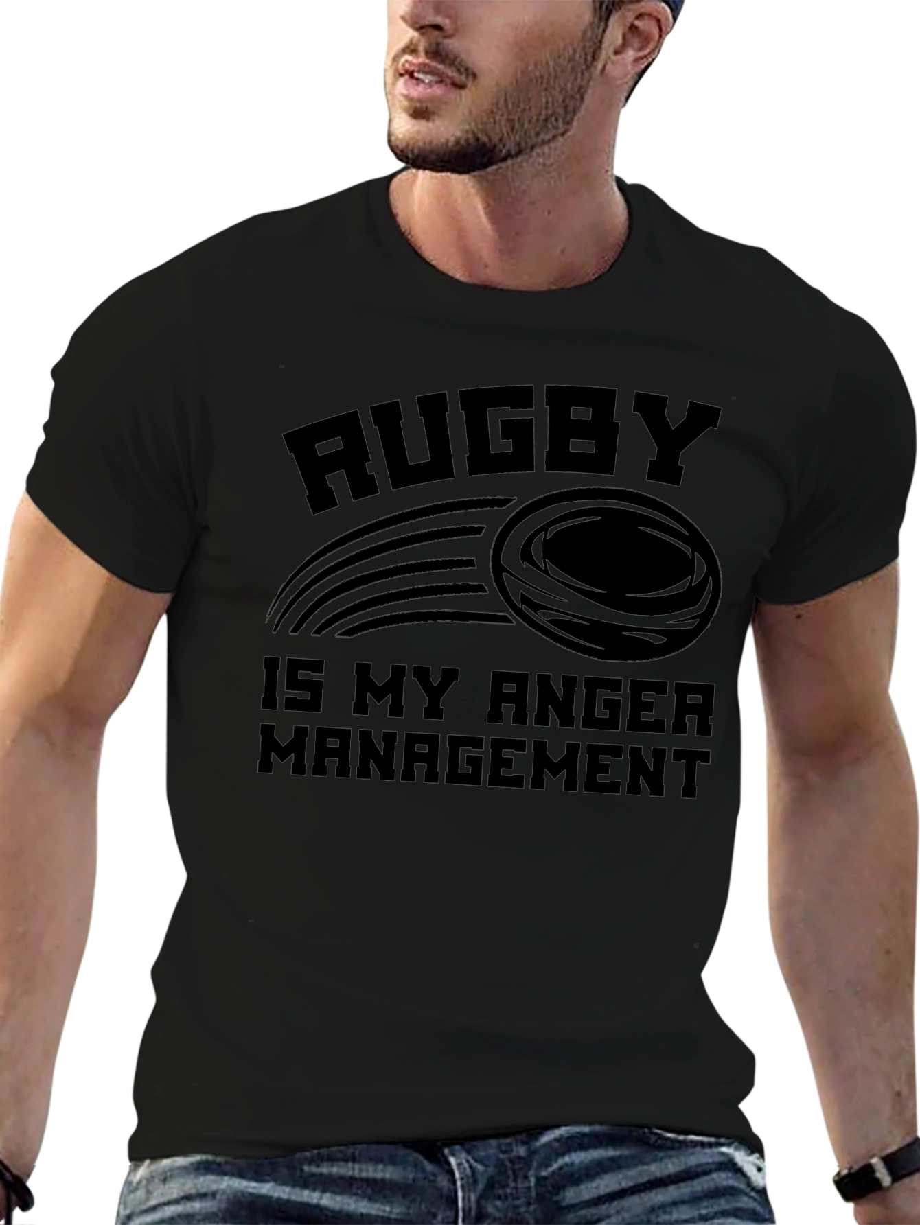 Rugby Anger Management Black T-Shirt