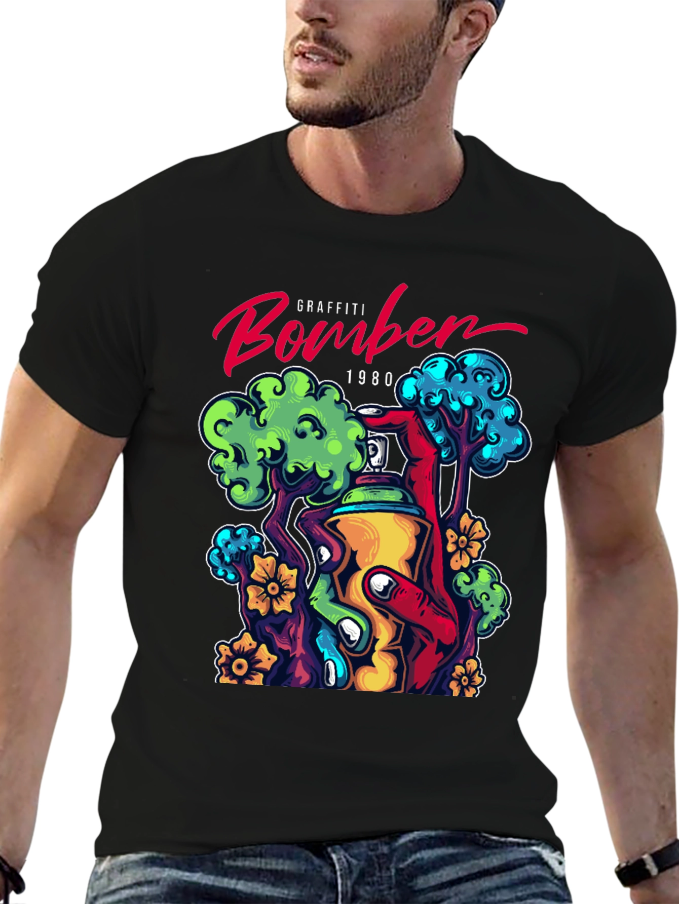 Graffiti Bomber 1980 Graphic T-Shirt