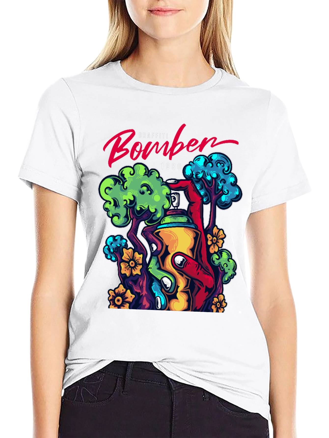 Graffiti Bomber 1980 Graphic T-Shirt