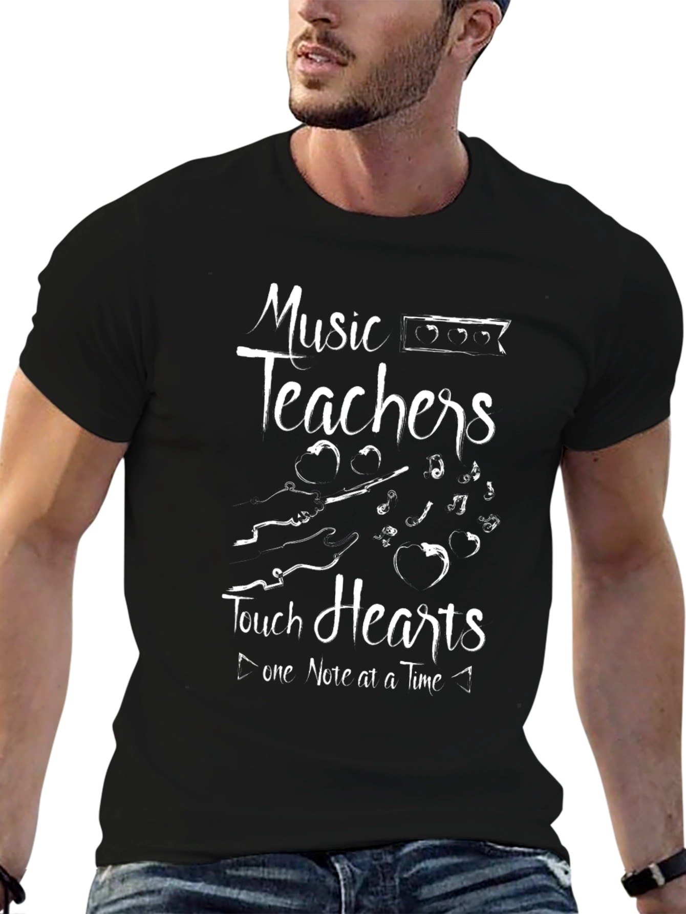 Music Teachers Touch Hearts Graphic T-Shirt