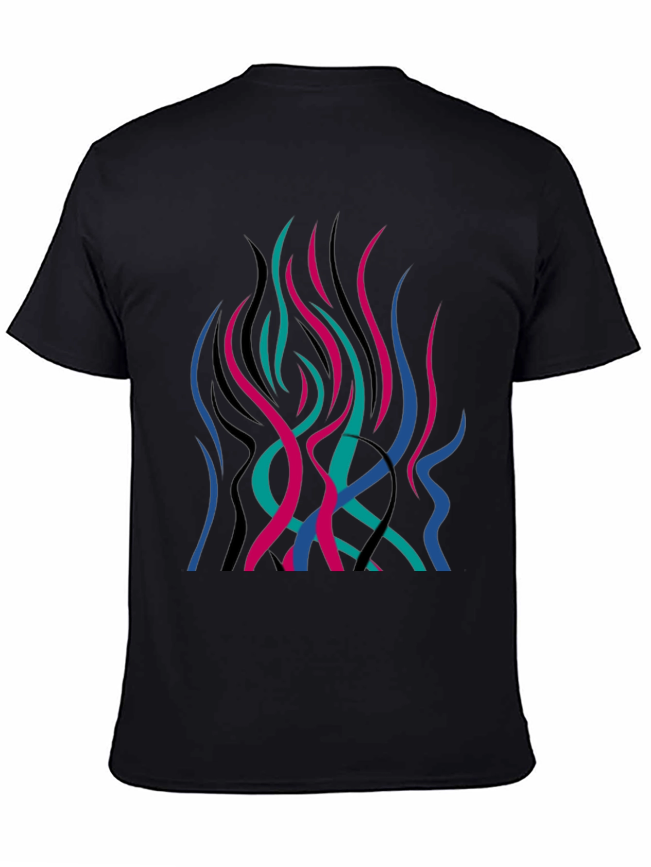 Abstract Flame Graphic Black T-Shirt