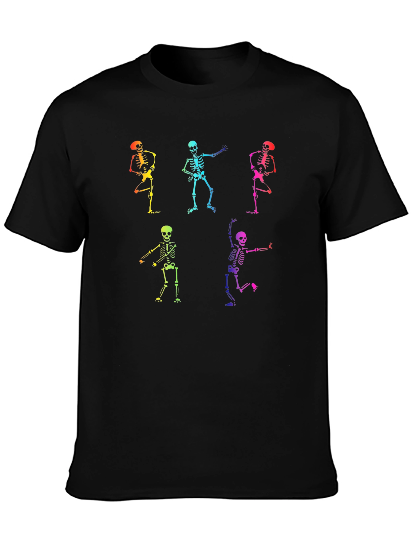 Rainbow Skeleton Dance Graphic T-Shirt
