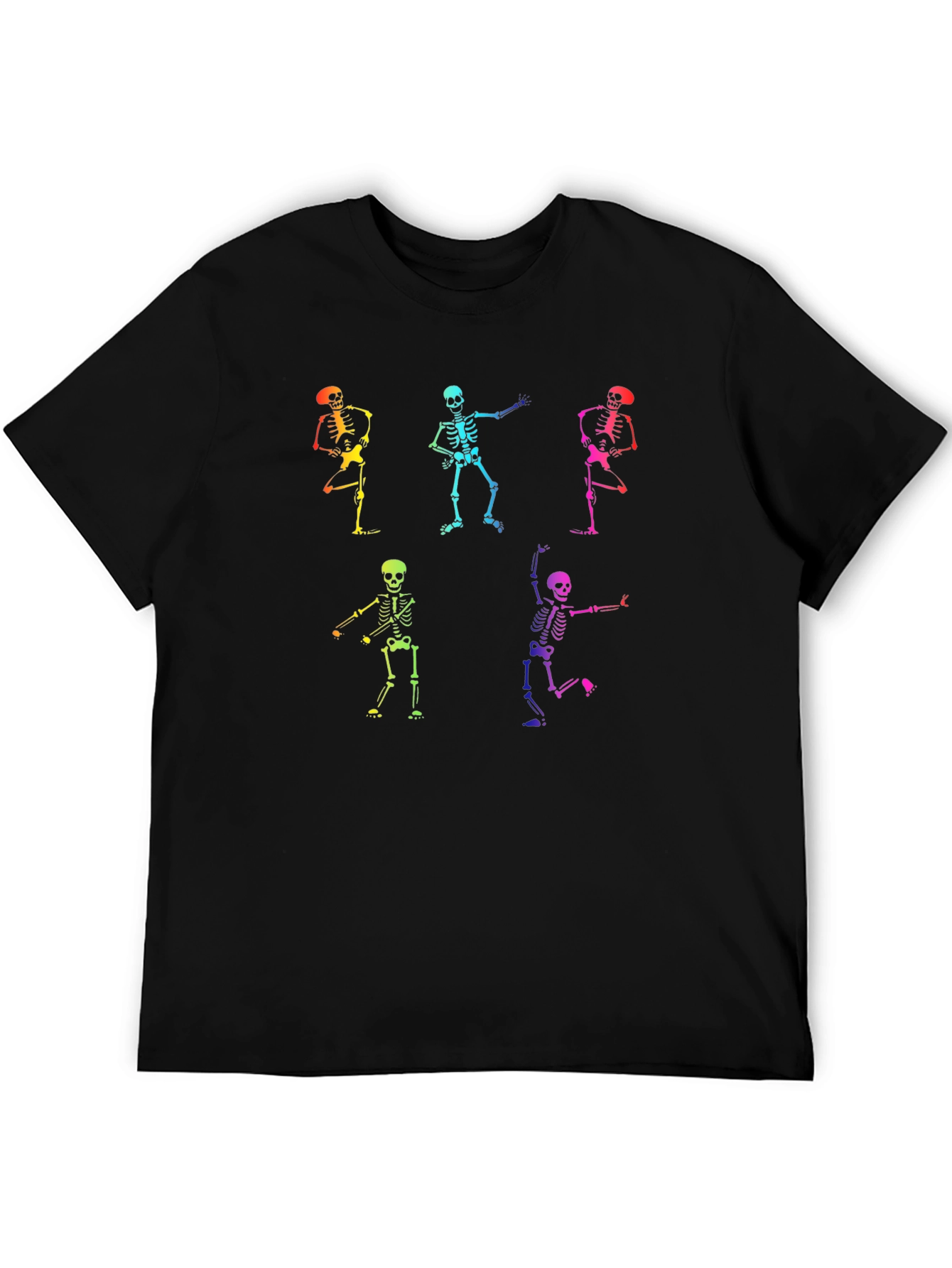 Rainbow Skeleton Dance Graphic T-Shirt