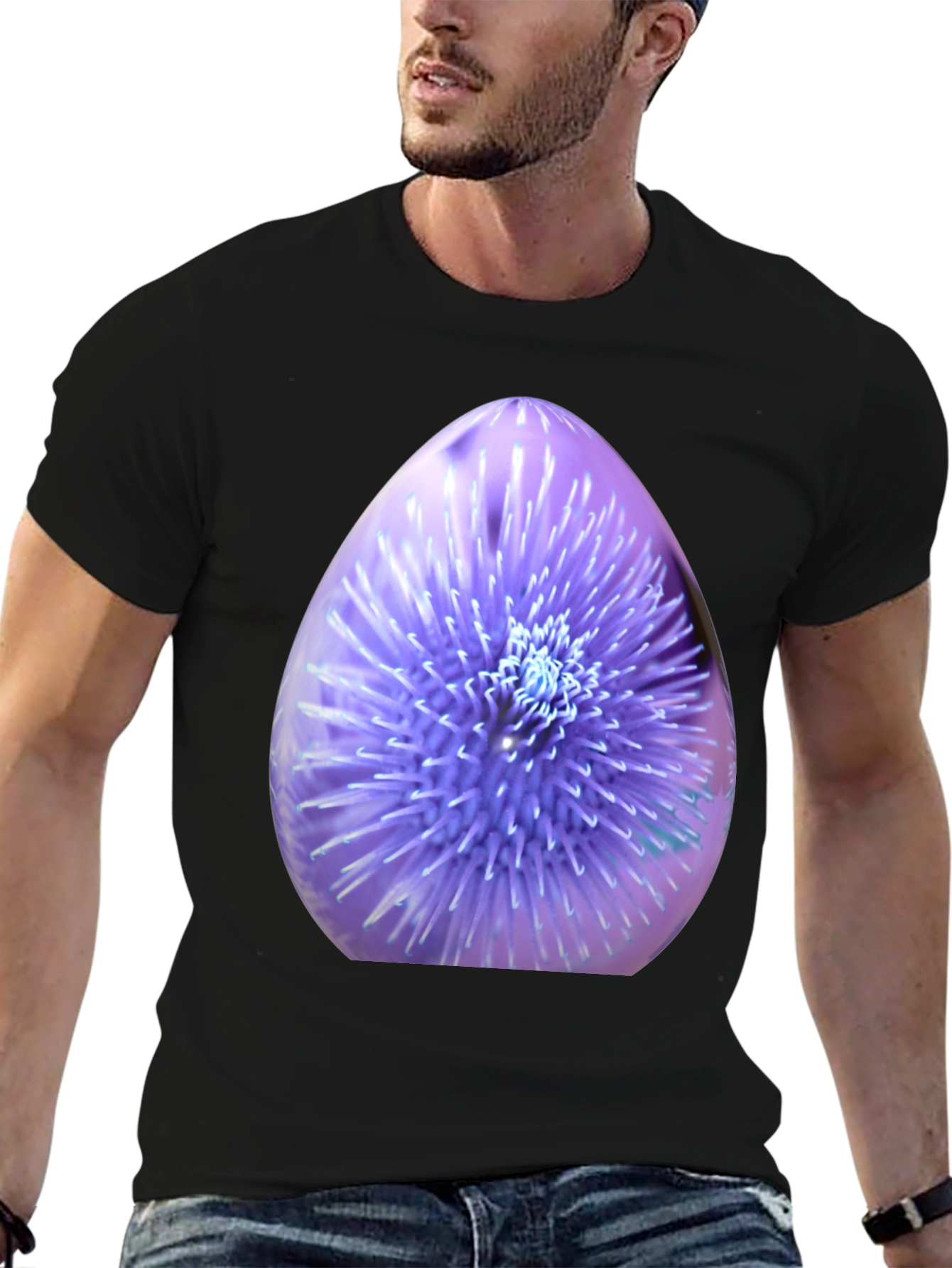 Thistle Print Black Crew Neck T-Shirt