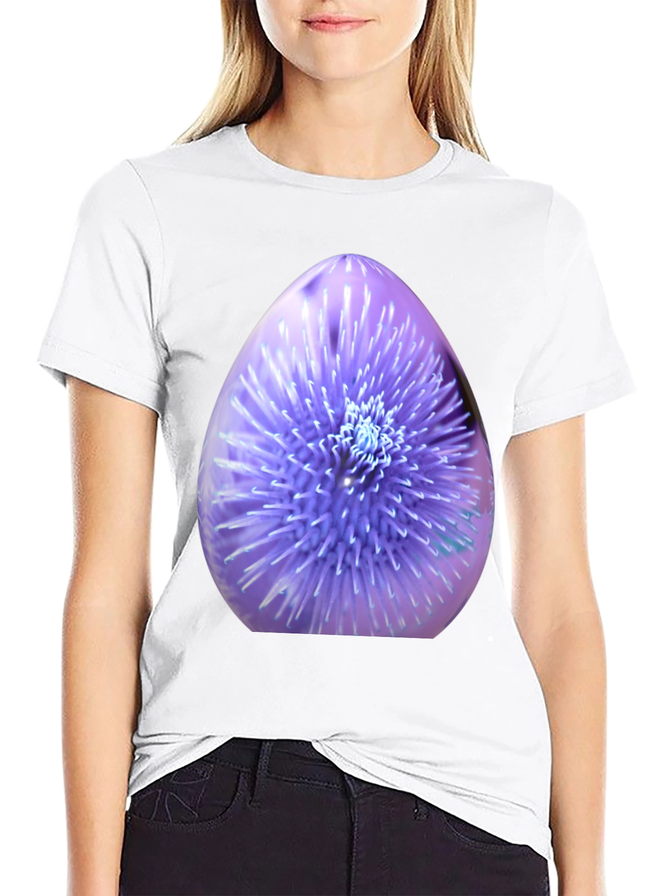 Thistle Print Black Crew Neck T-Shirt