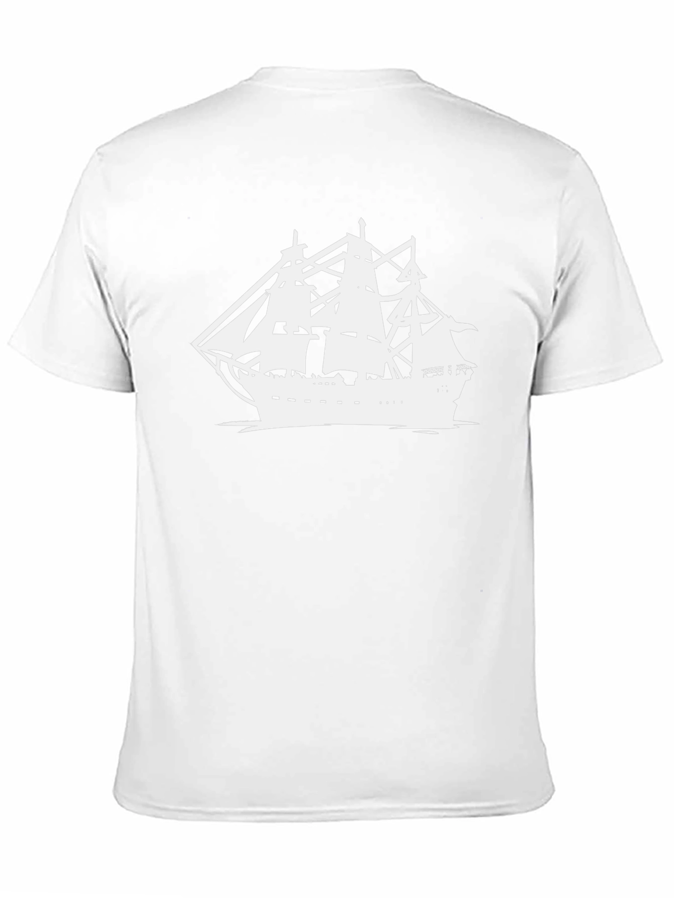Sailing Ship Graphic Tee - Black Cotton T-Shirt