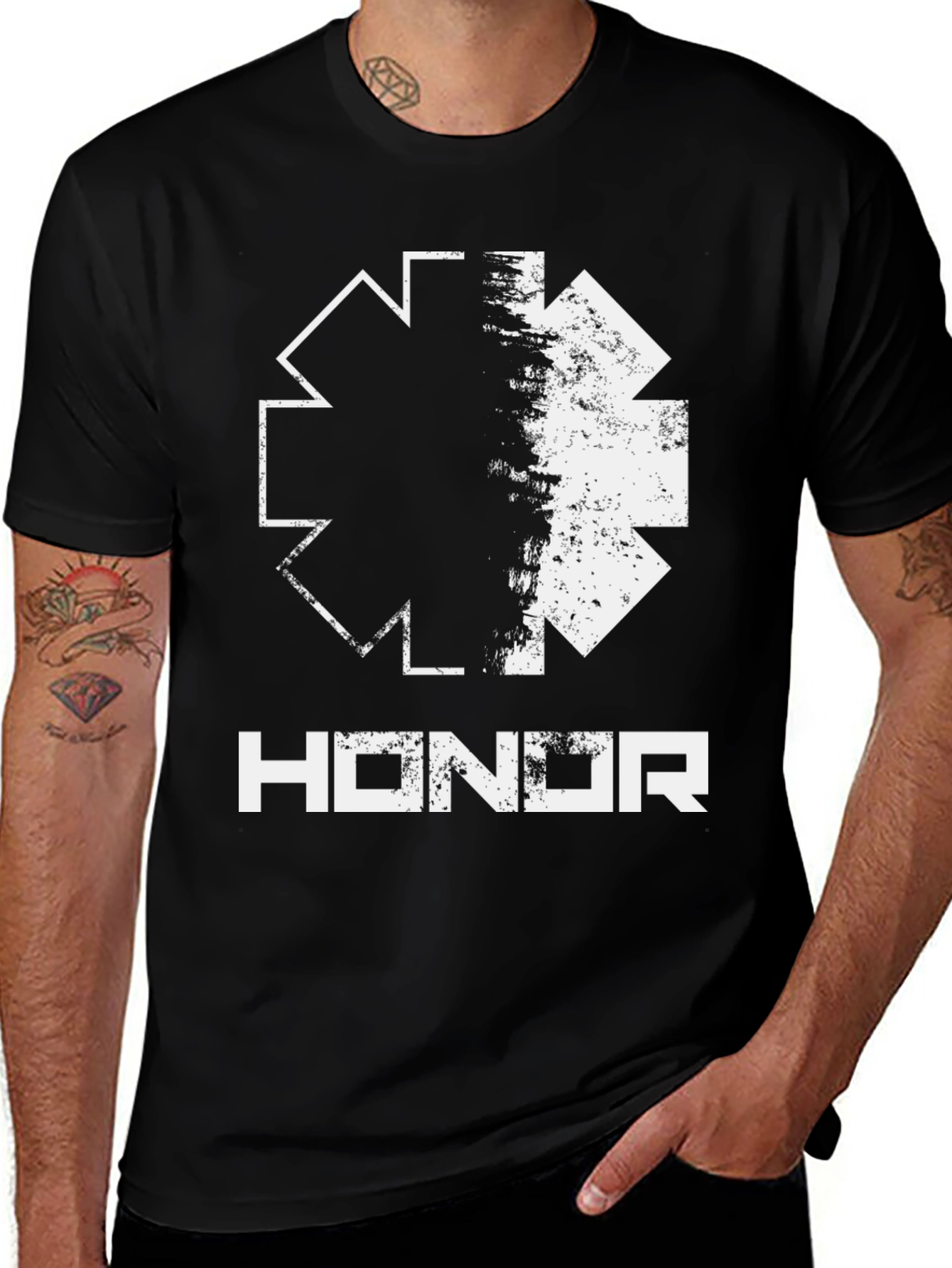 Honor Graphic Tee - Distressed Star Design