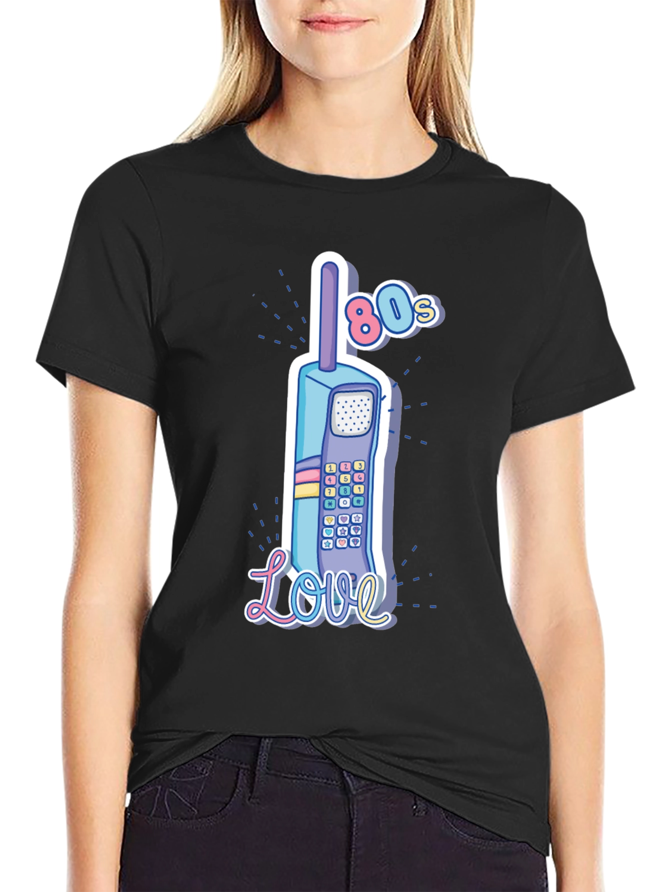 Retro 80s Cell Phone Love Graphic T-Shirt