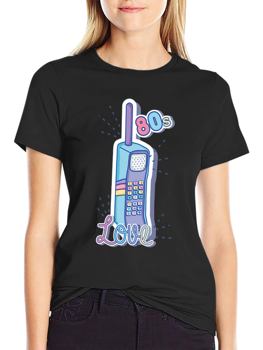 Retro 80s Cell Phone Love Graphic T-Shirt