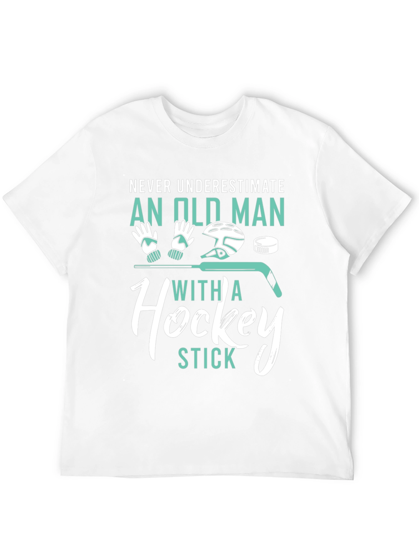 Never Underestimate Old Man Hockey Stick Graphic Tee