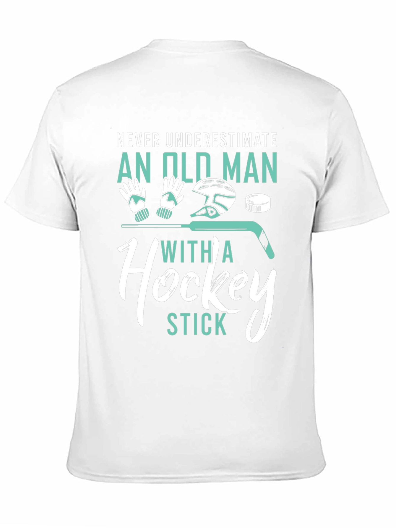 Never Underestimate Old Man Hockey Stick Graphic Tee