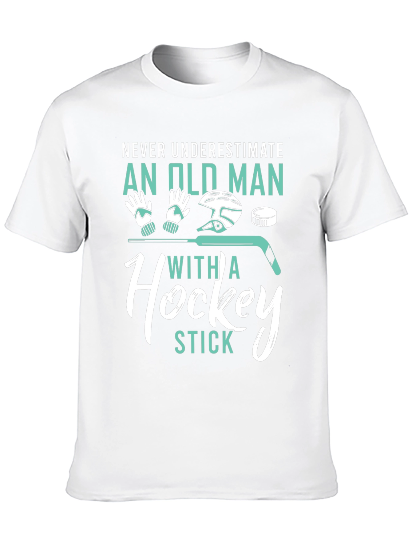 Never Underestimate Old Man Hockey Stick Graphic Tee