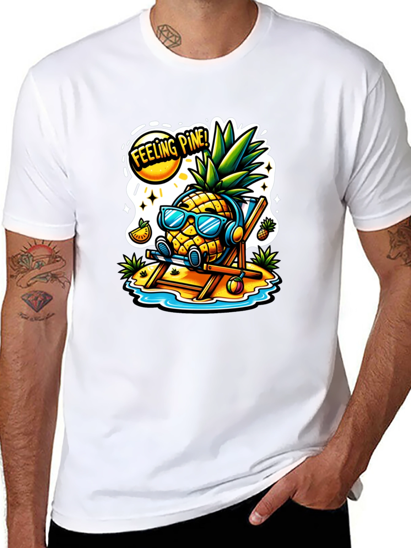 Feeling Pine Black T-Shirt - Pineapple Beach Vibes
