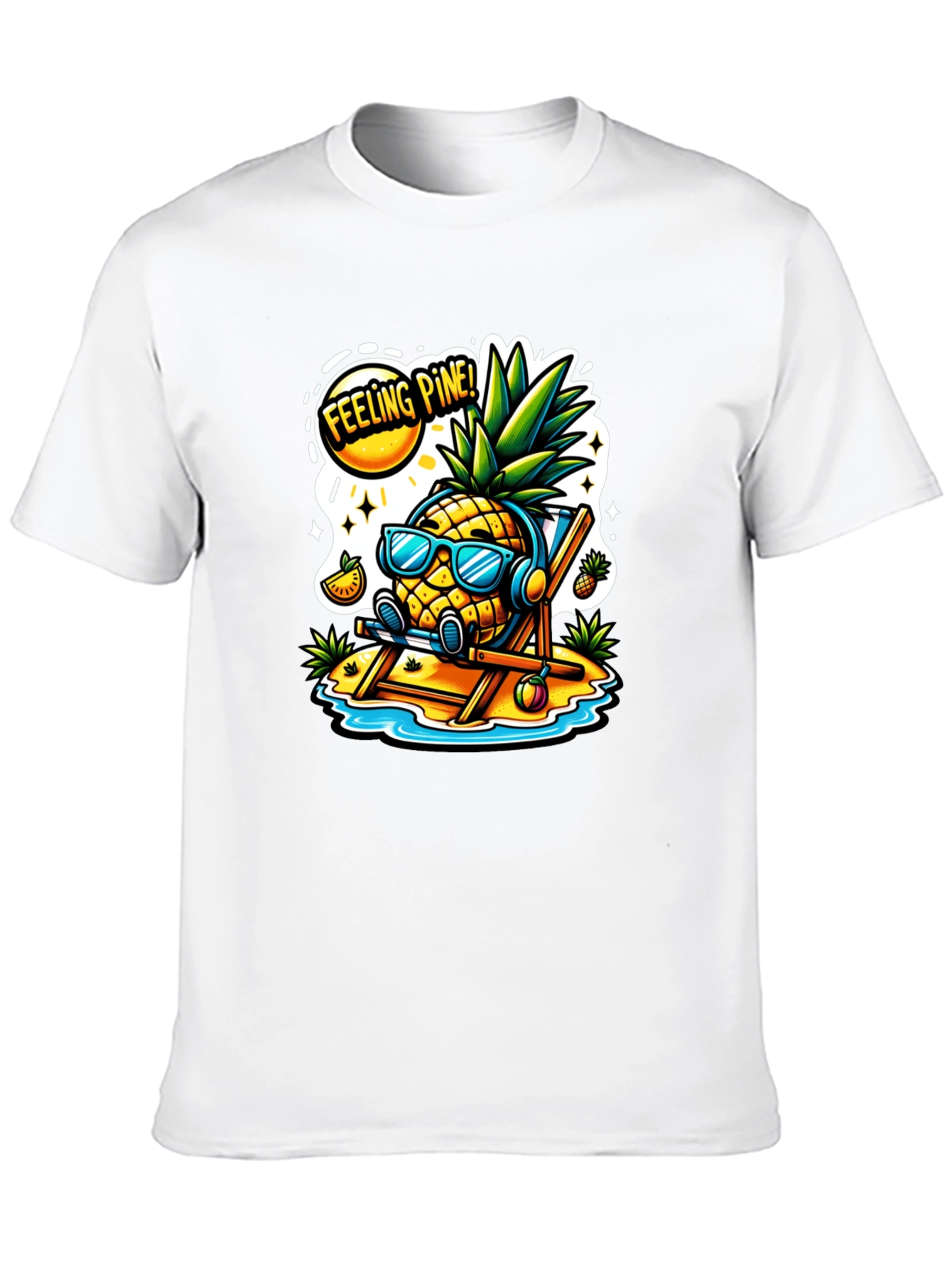 Feeling Pine Black T-Shirt - Pineapple Beach Vibes