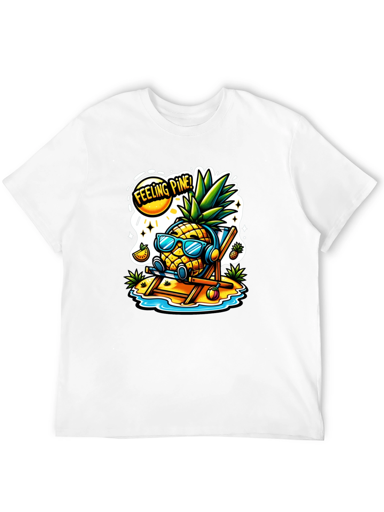 Feeling Pine Black T-Shirt - Pineapple Beach Vibes