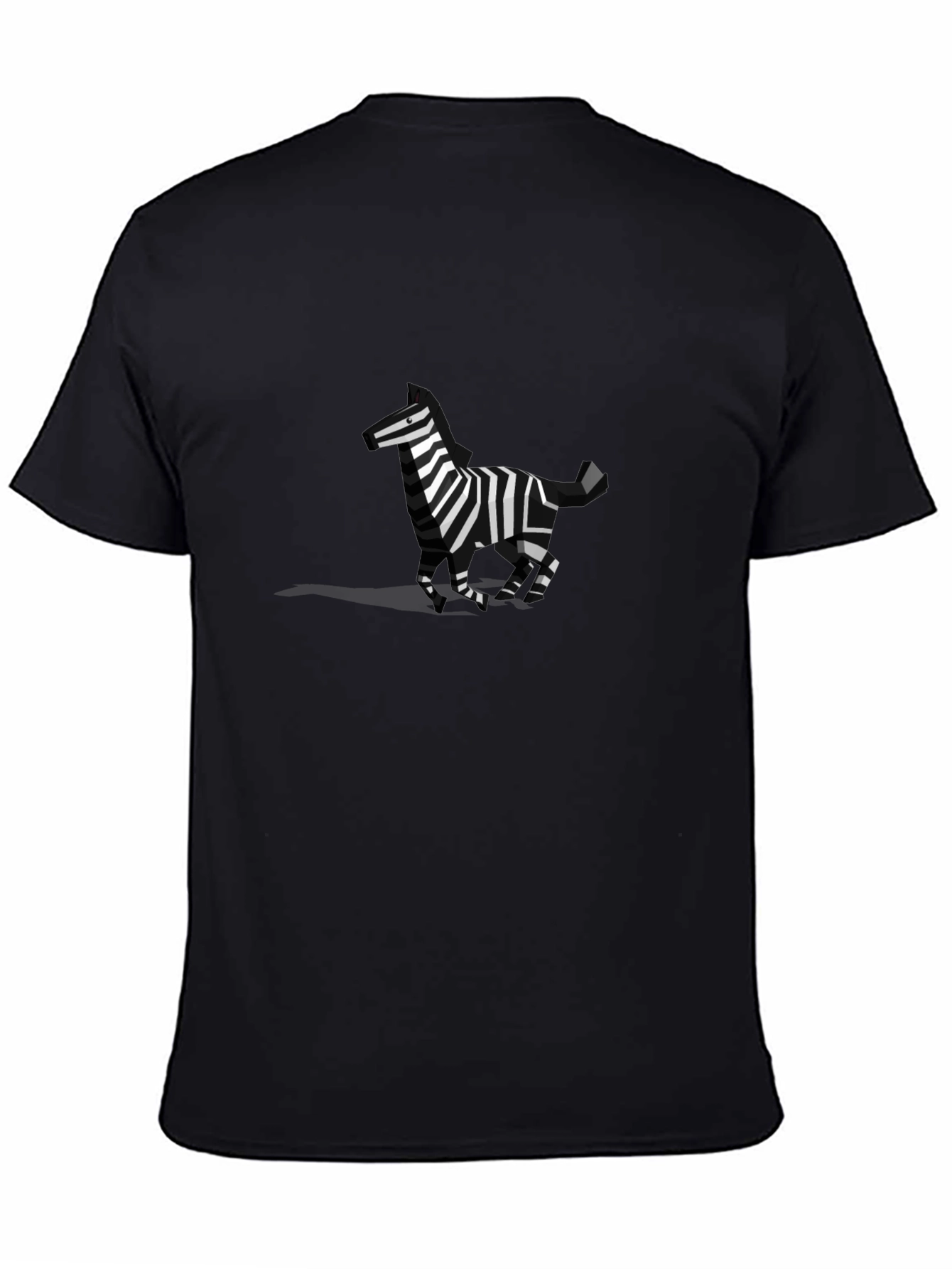 Geometric Zebra Graphic Tee - Black Cotton Blend