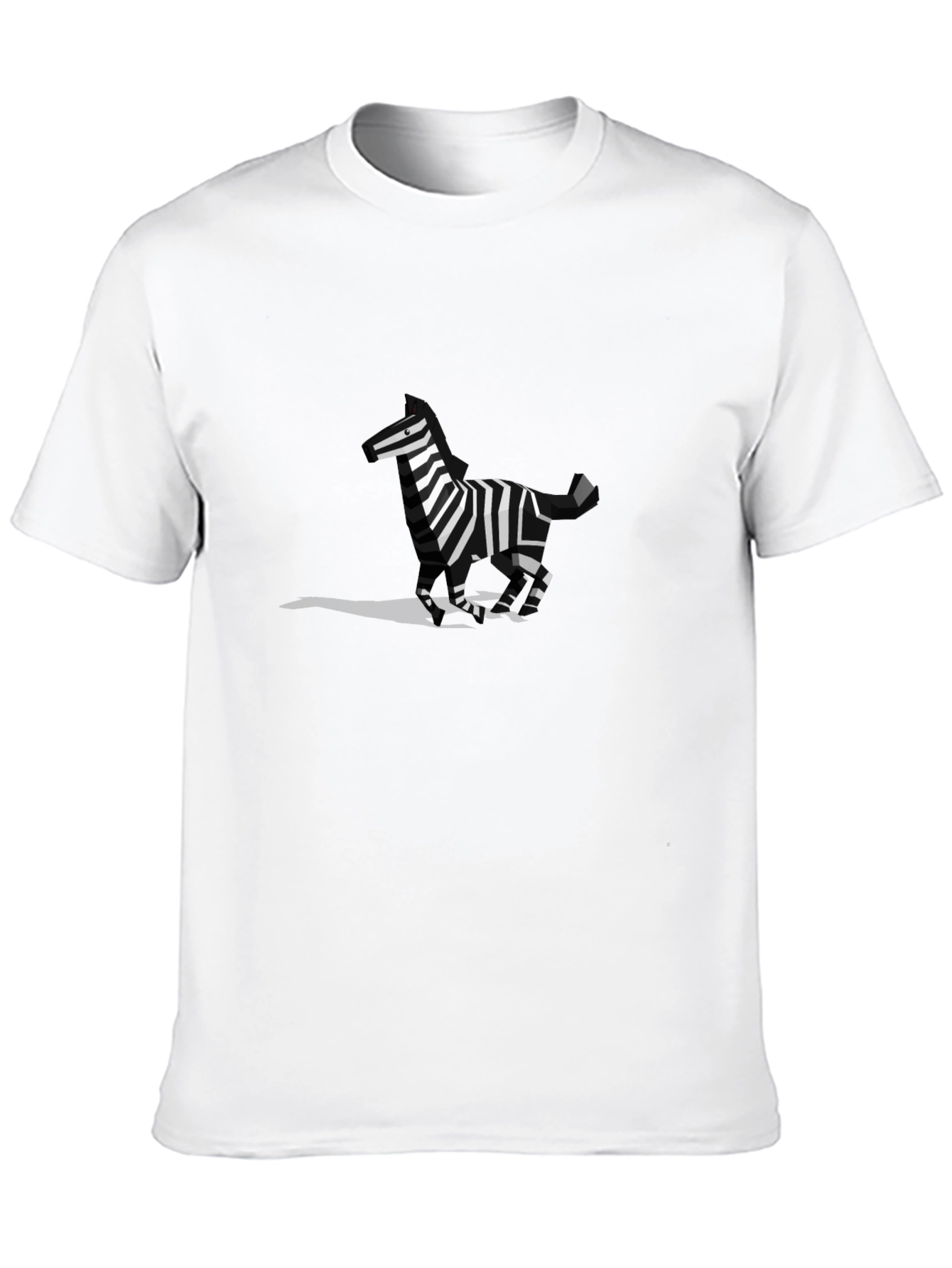 Geometric Zebra Graphic Tee - Black Cotton Blend