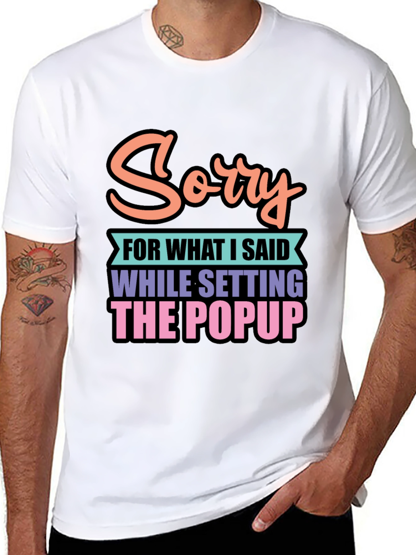 Funny Sorry Popup Black Graphic Tee