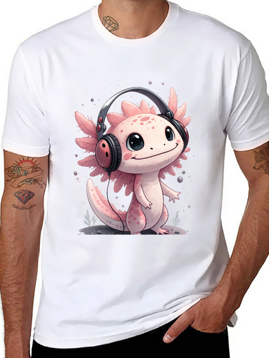 Axolotl Headphones T-Shirt - Cute Gamer Tee