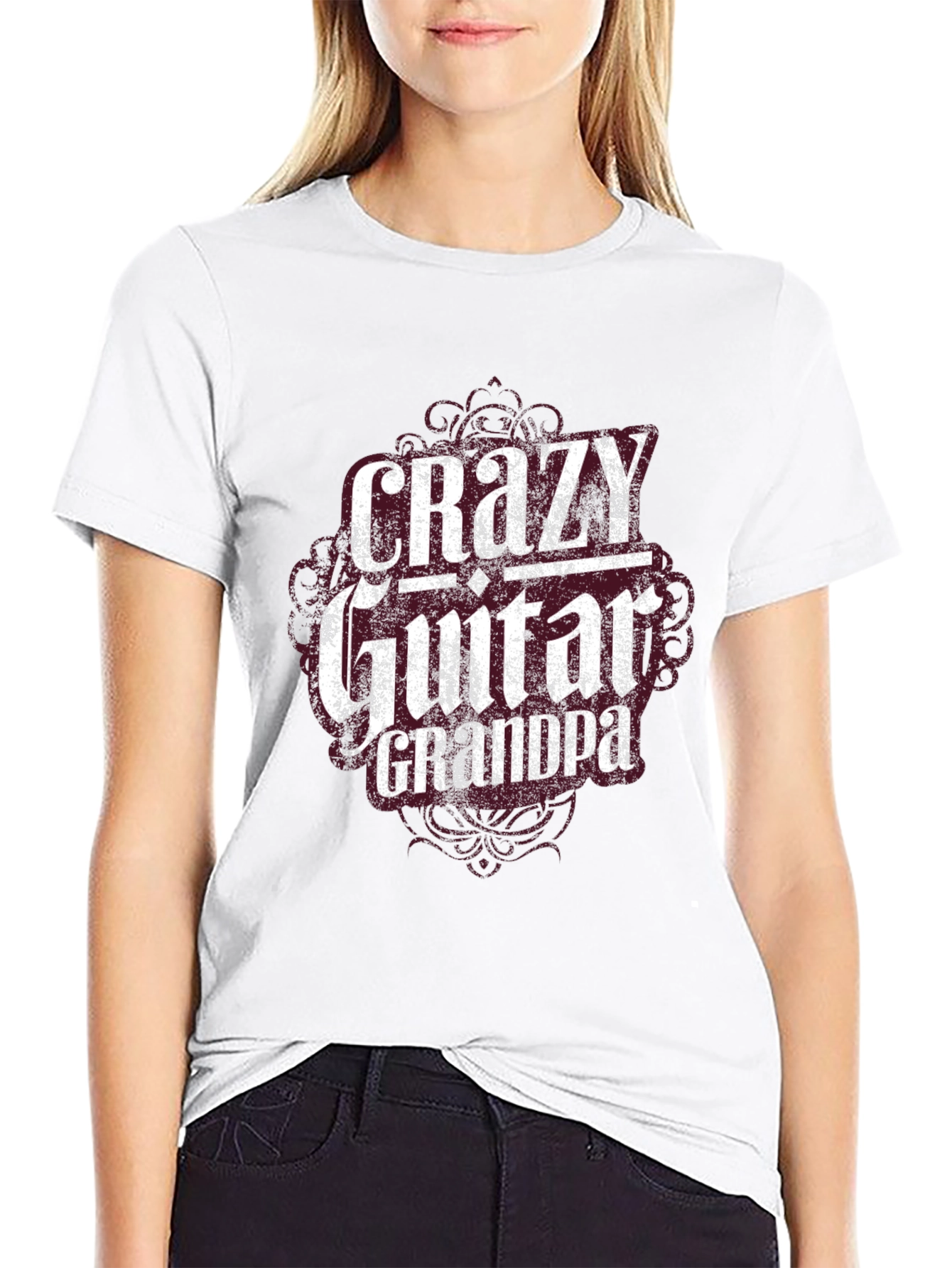 Crazy Guitar Grandpa Black T-Shirt