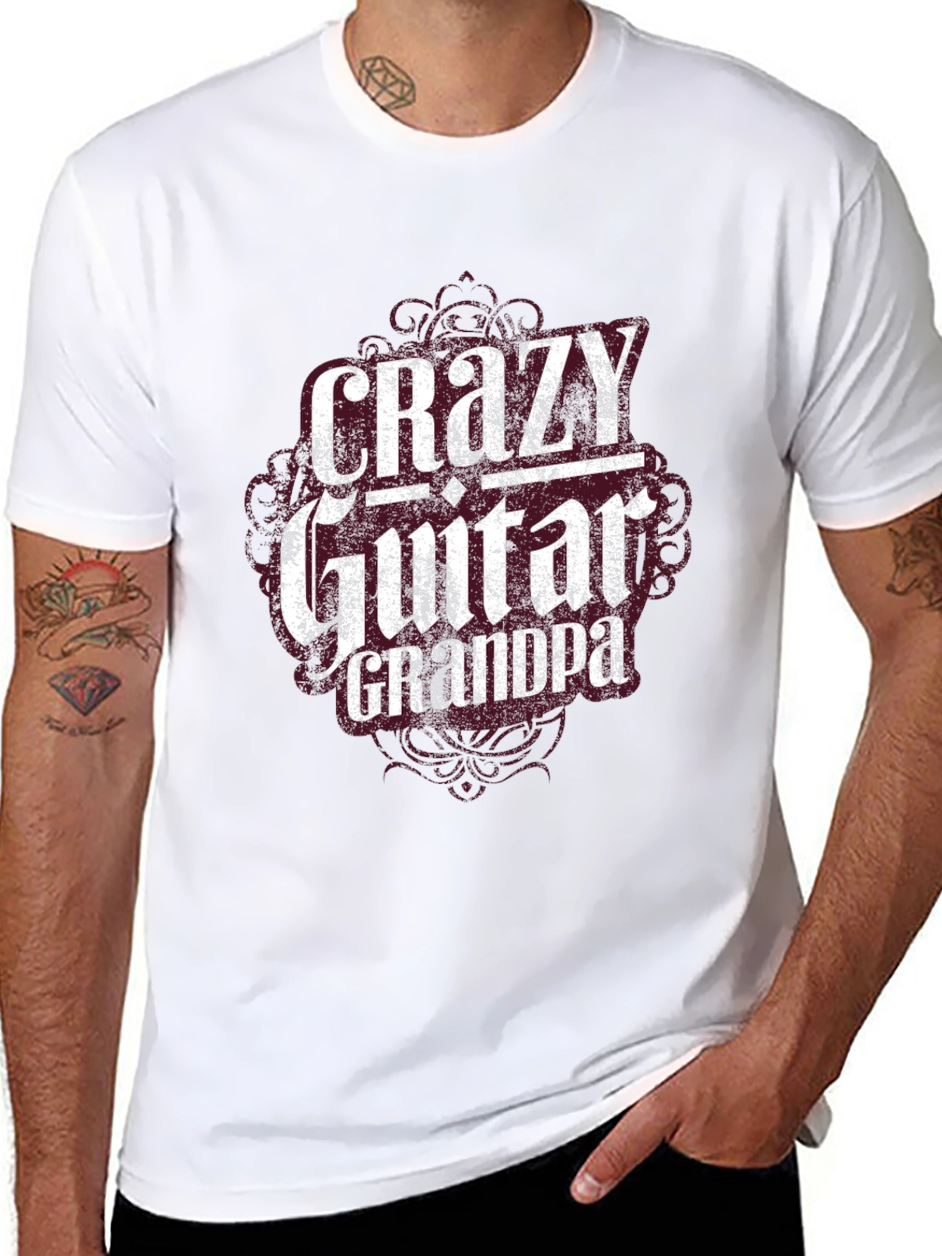 Crazy Guitar Grandpa Black T-Shirt