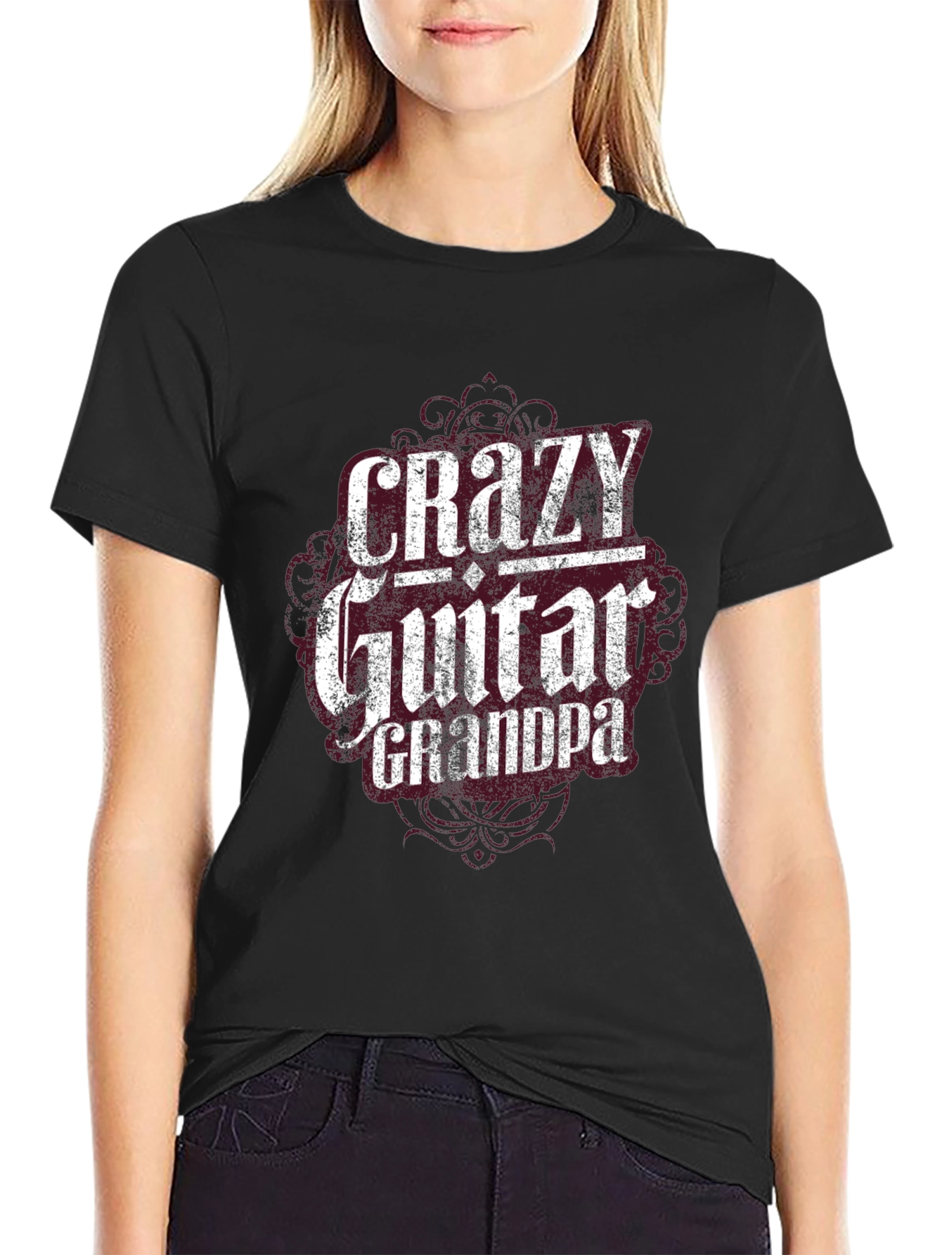 Crazy Guitar Grandpa Black T-Shirt