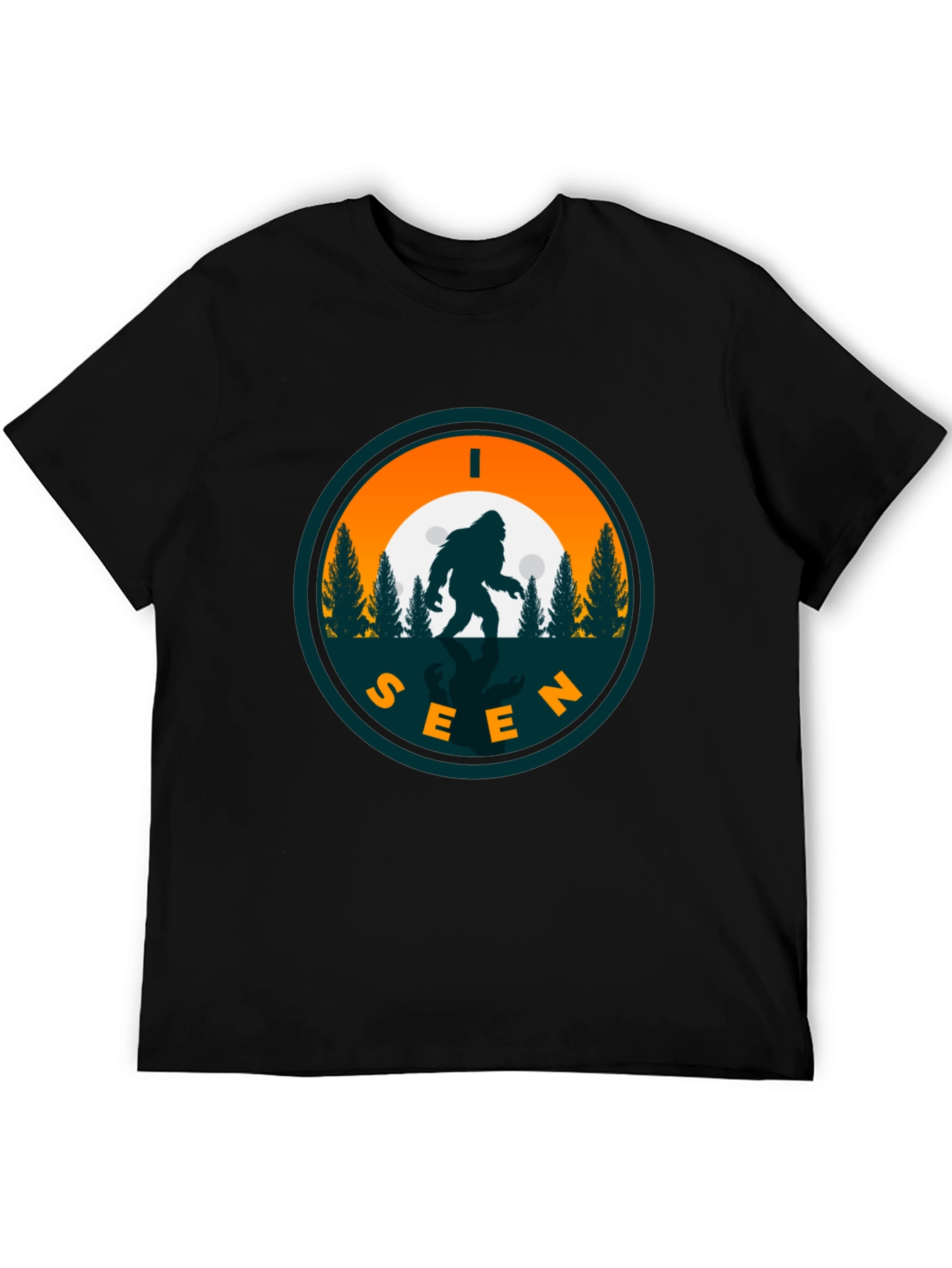 I Seen Sasquatch Black Graphic T-Shirt