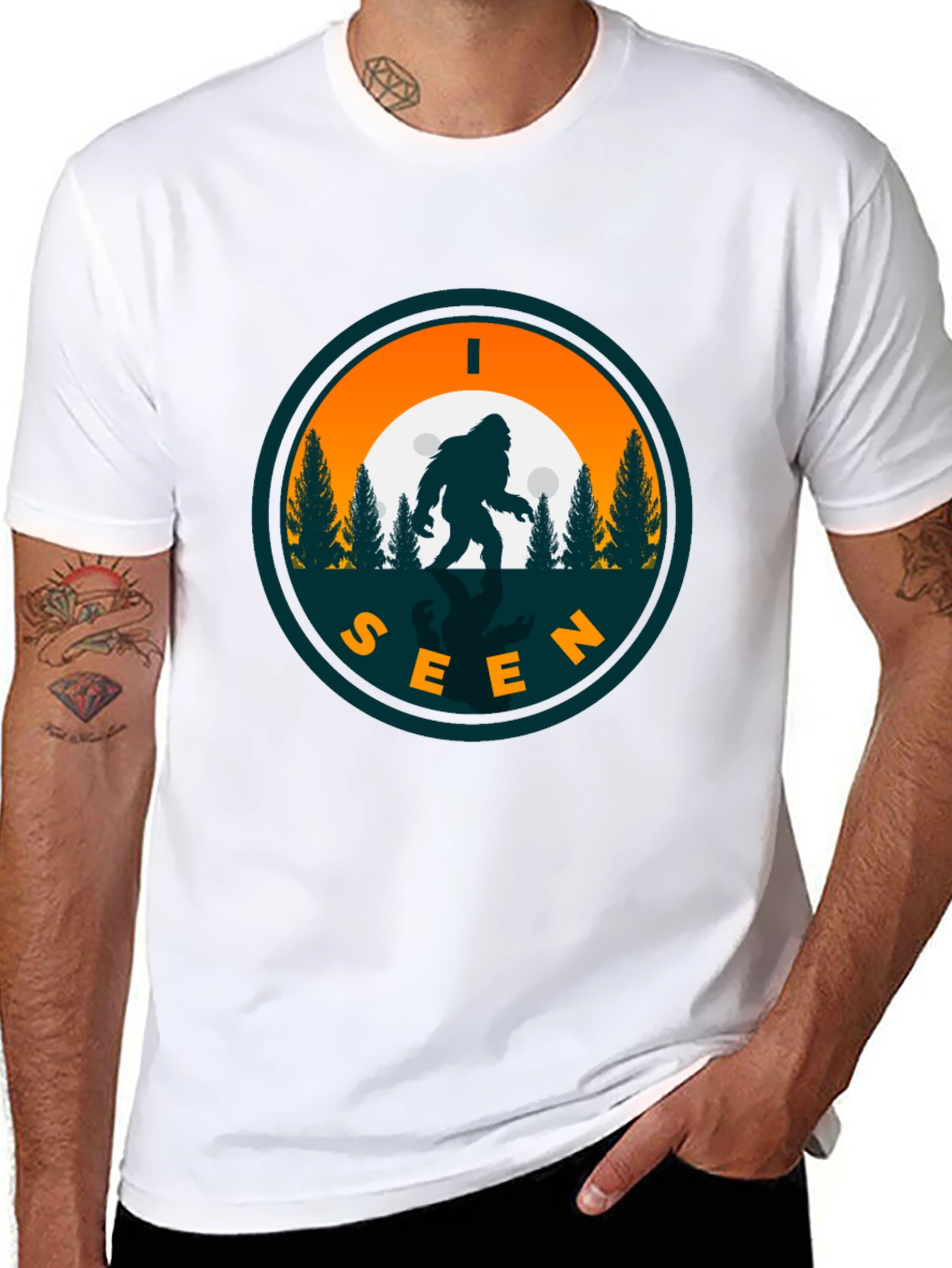 I Seen Sasquatch Black Graphic T-Shirt