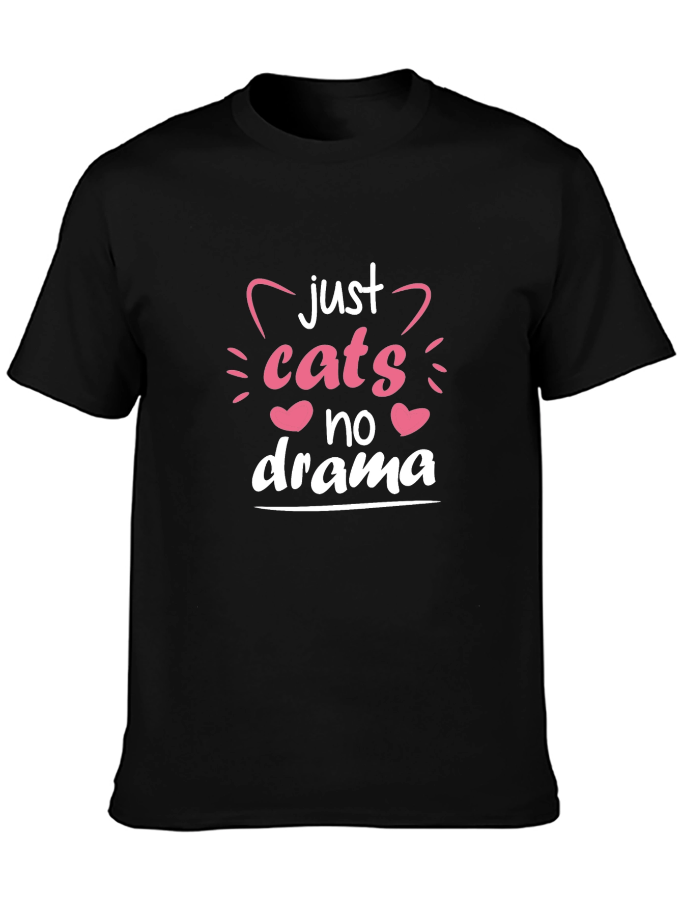 Just Cats No Drama Black T-Shirt