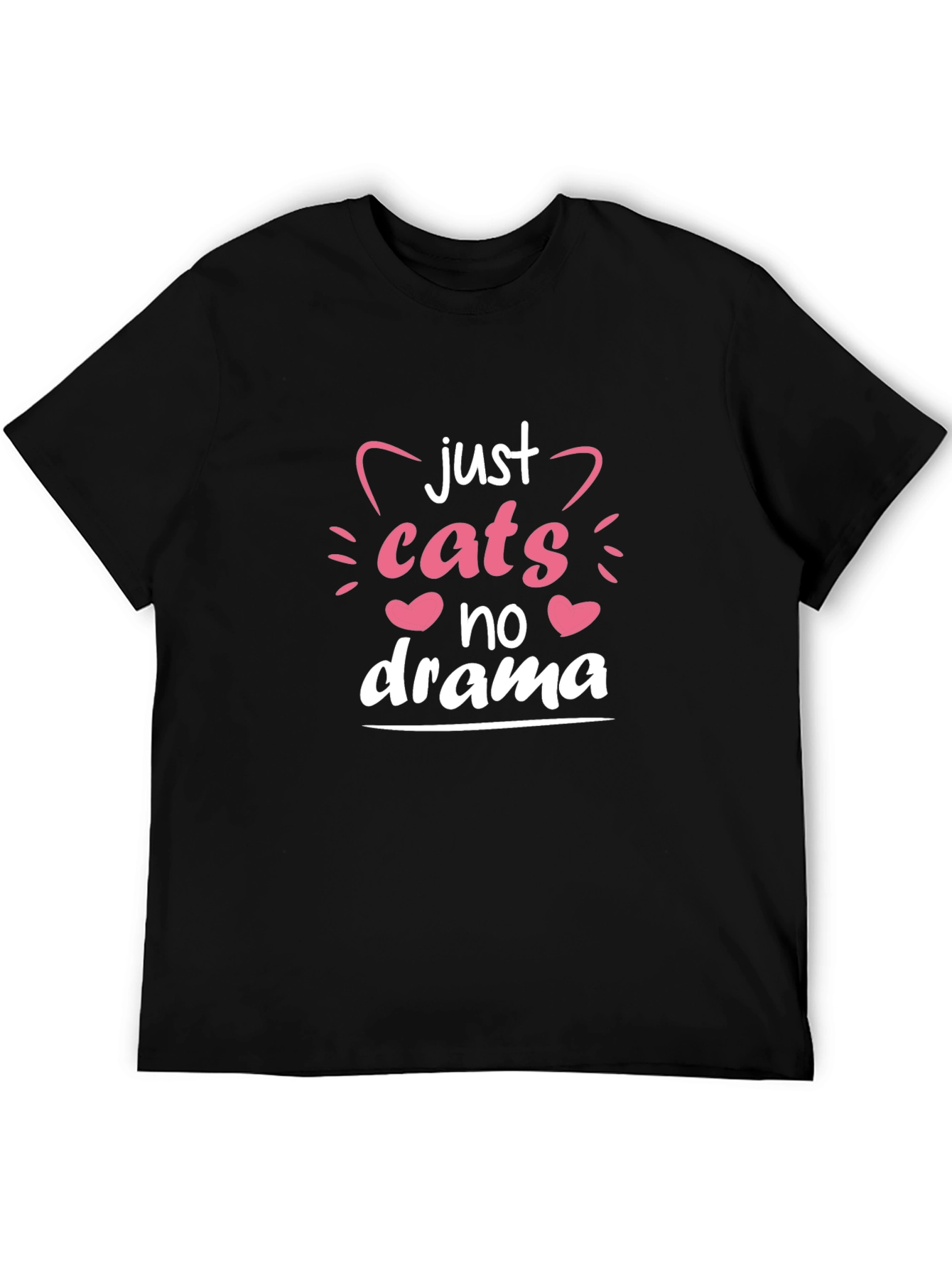 Just Cats No Drama Black T-Shirt
