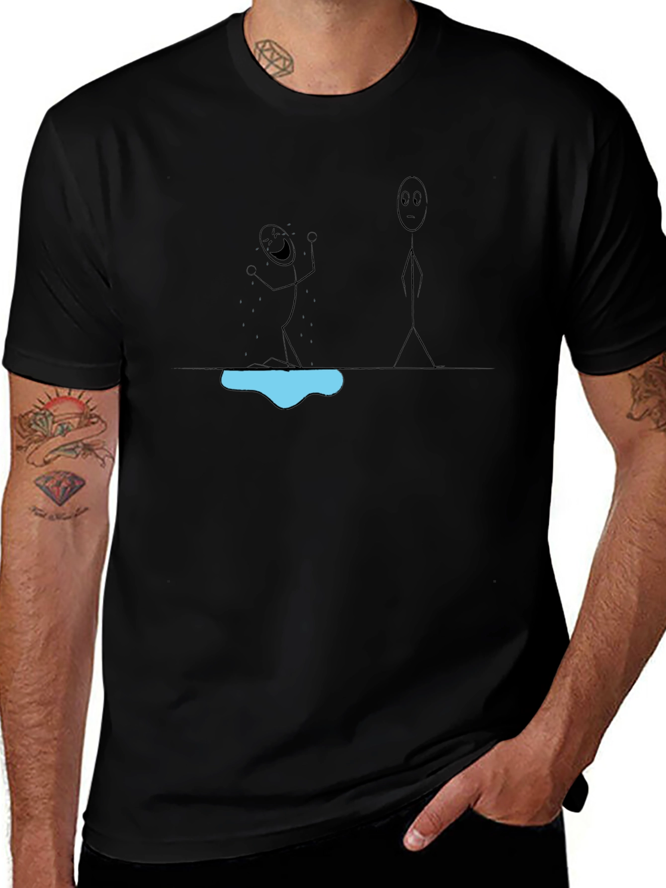 Funny Stick Figure T-Shirt - Happy Jumping