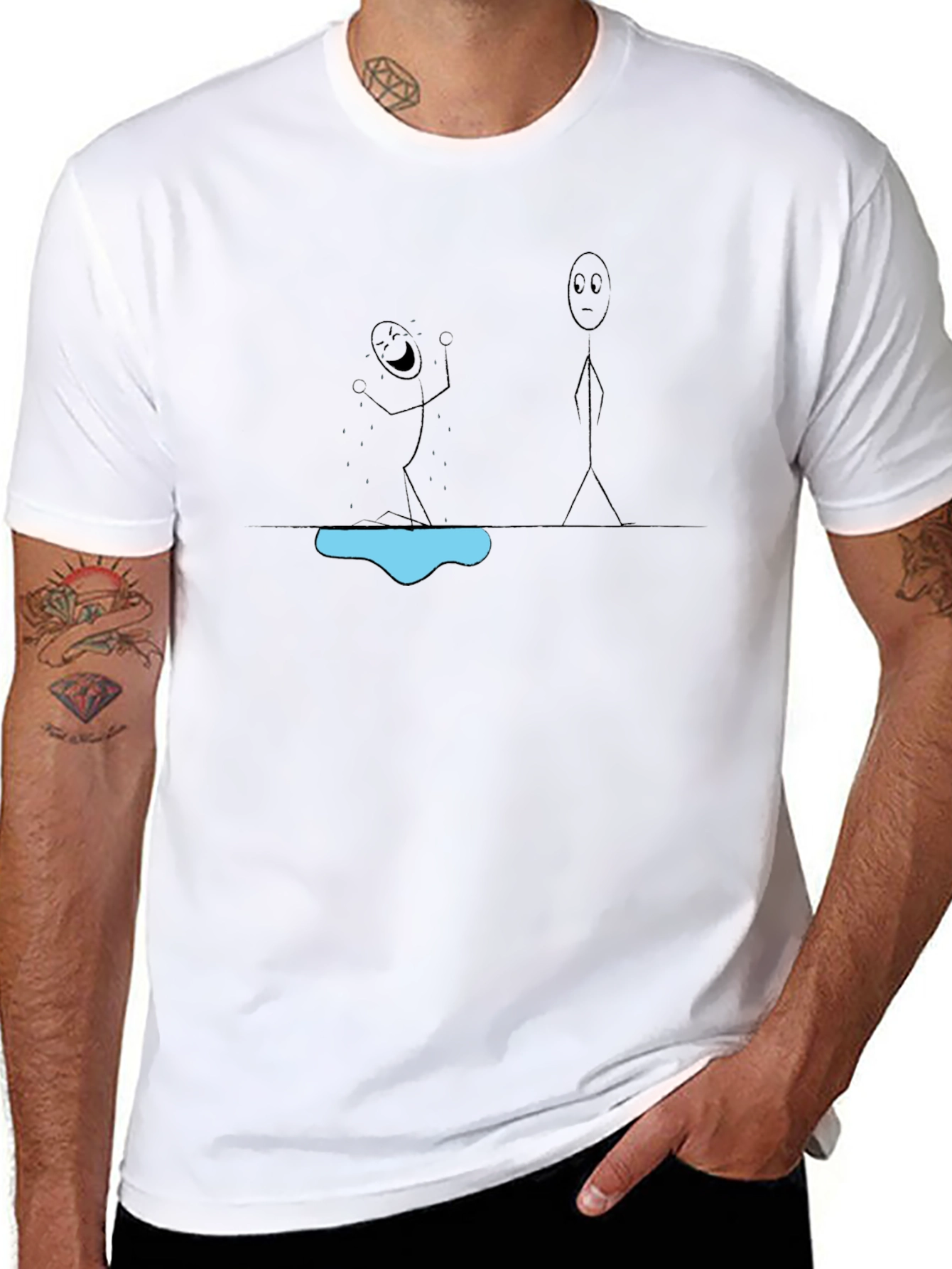 Funny Stick Figure T-Shirt - Happy Jumping