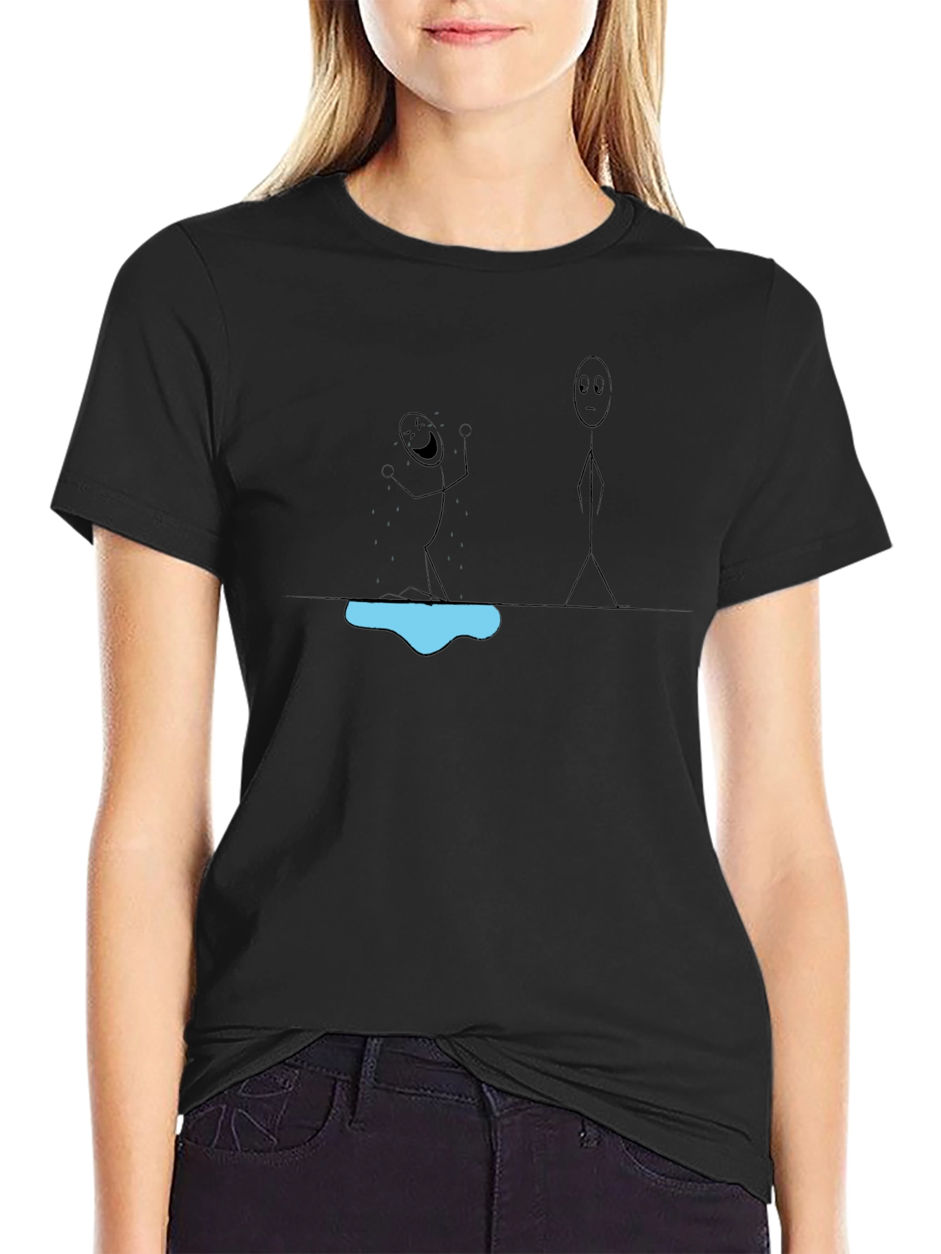 Funny Stick Figure T-Shirt - Happy Jumping