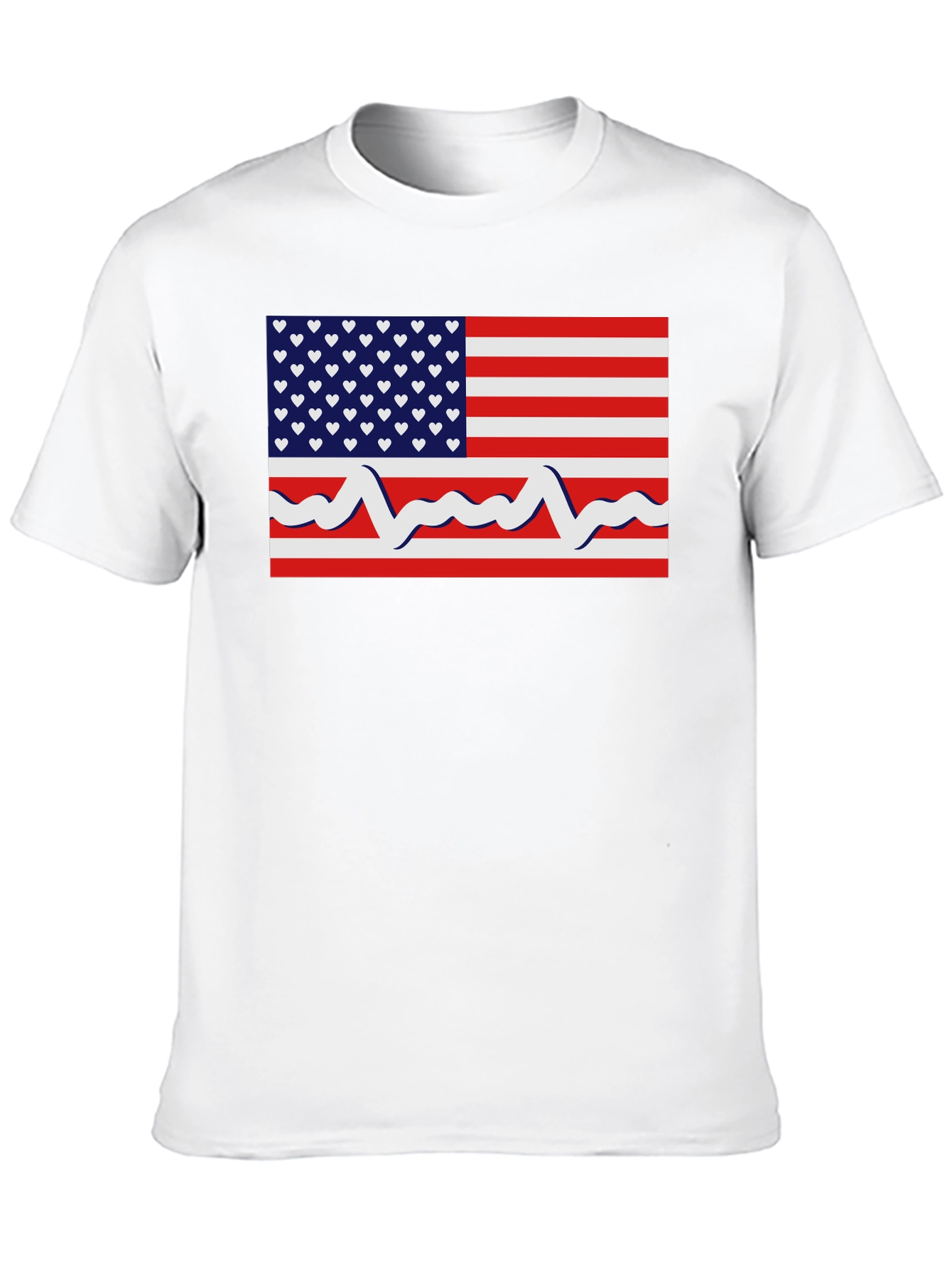 Patriotic Heartbeat USA Flag Graphic T-Shirt