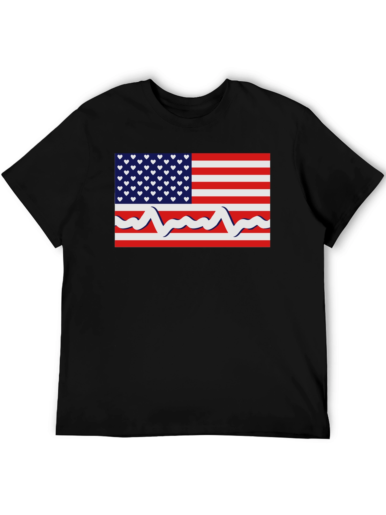 Patriotic Heartbeat USA Flag Graphic T-Shirt