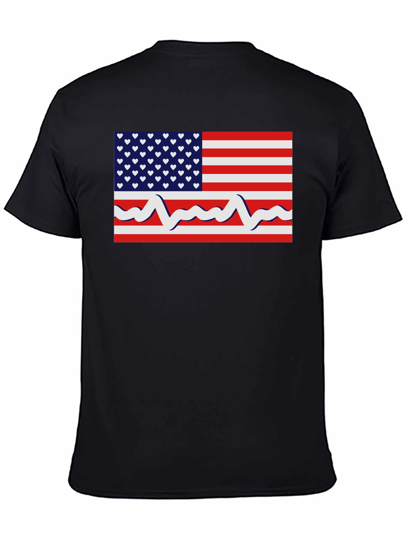 Patriotic Heartbeat USA Flag Graphic T-Shirt