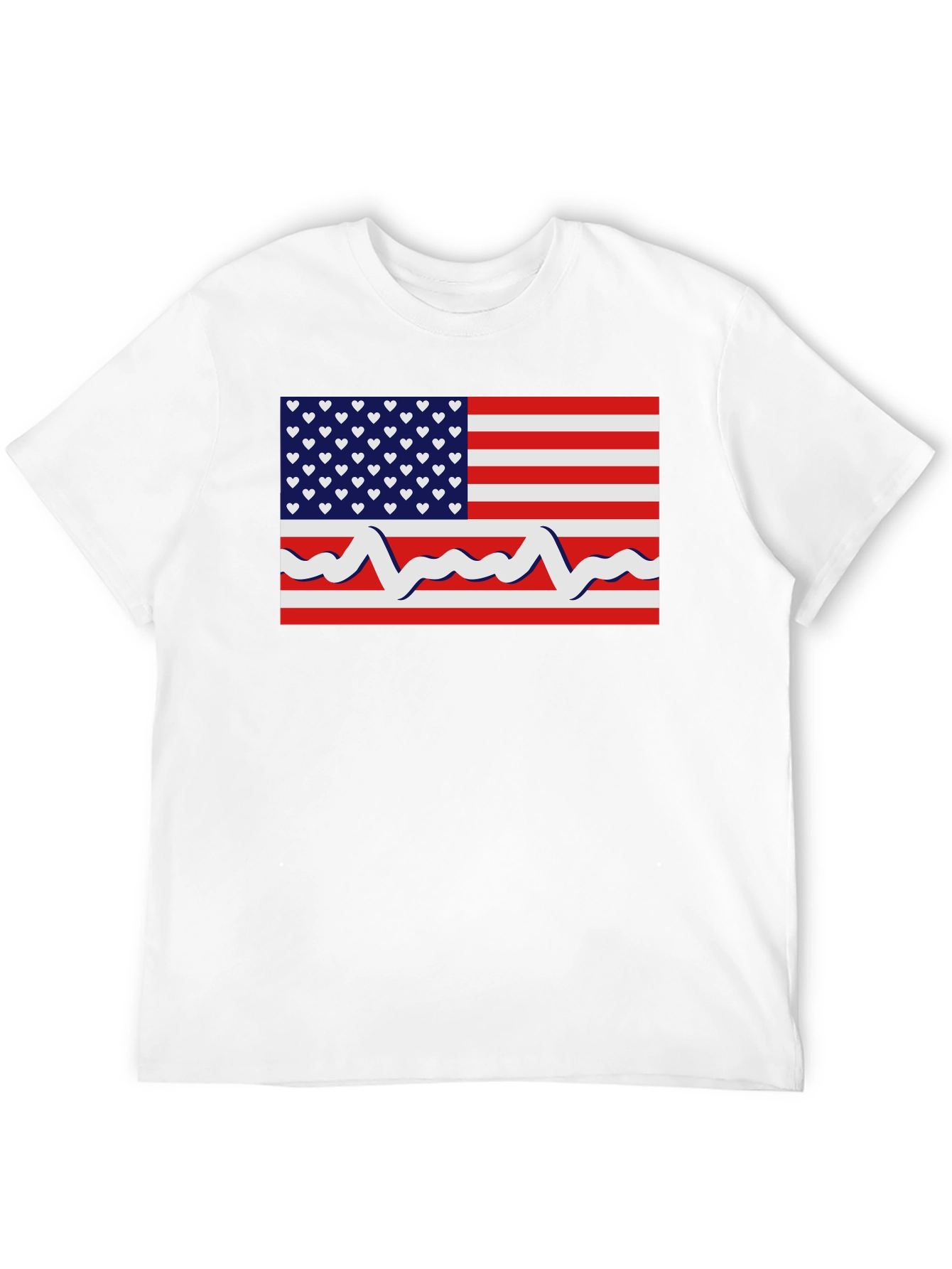Patriotic Heartbeat USA Flag Graphic T-Shirt