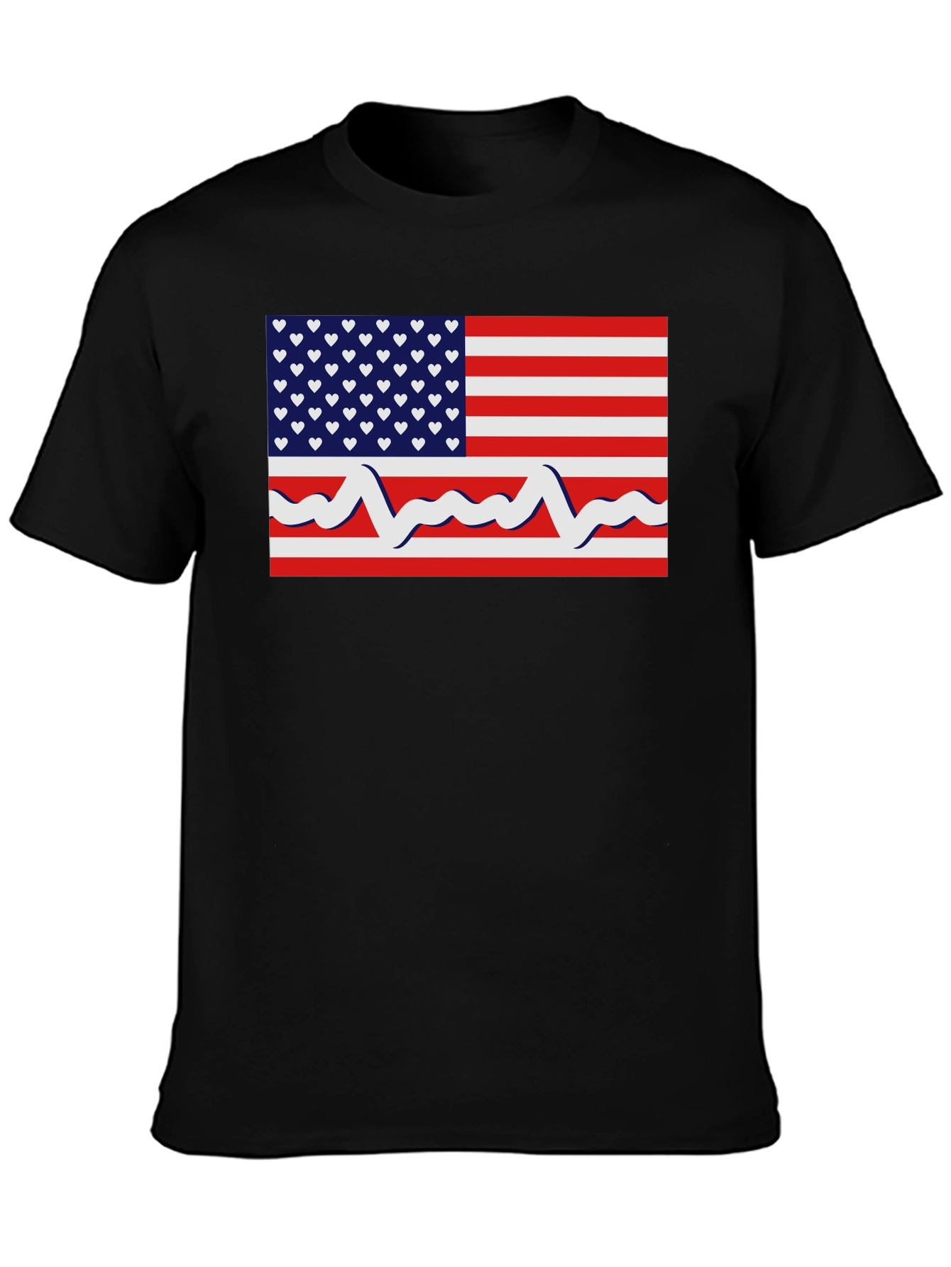 Patriotic Heartbeat USA Flag Graphic T-Shirt