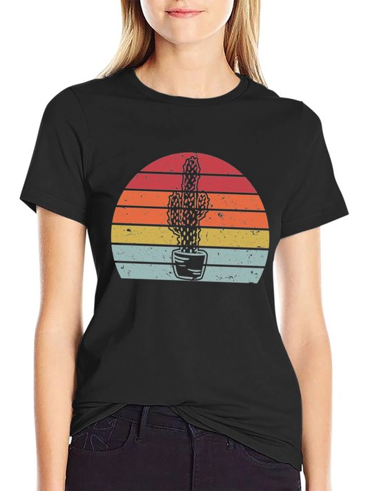 Cactus Sunset Graphic Tee - Retro Style