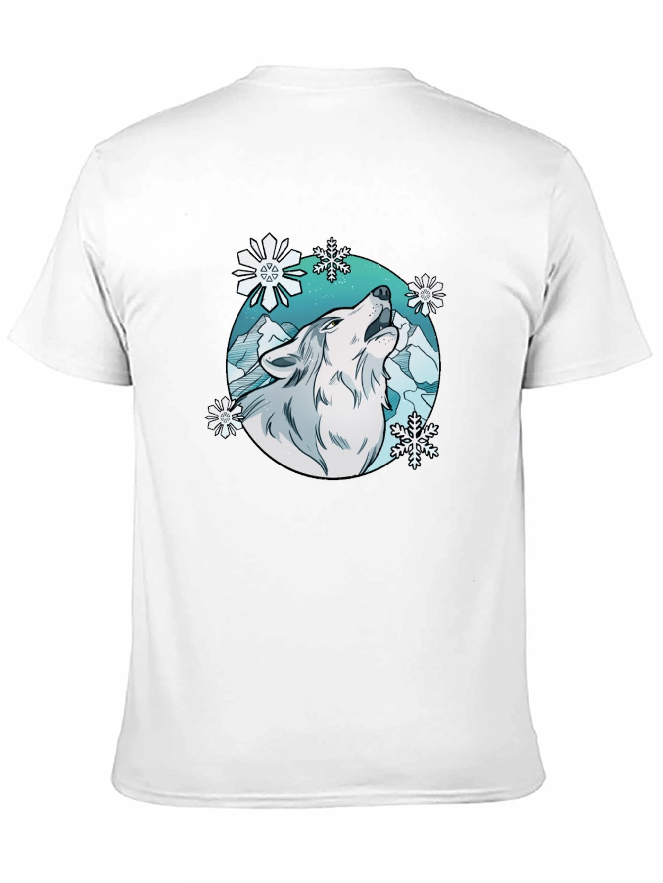 Wolf Howl Snowflake Graphic T-Shirt - Winter Style