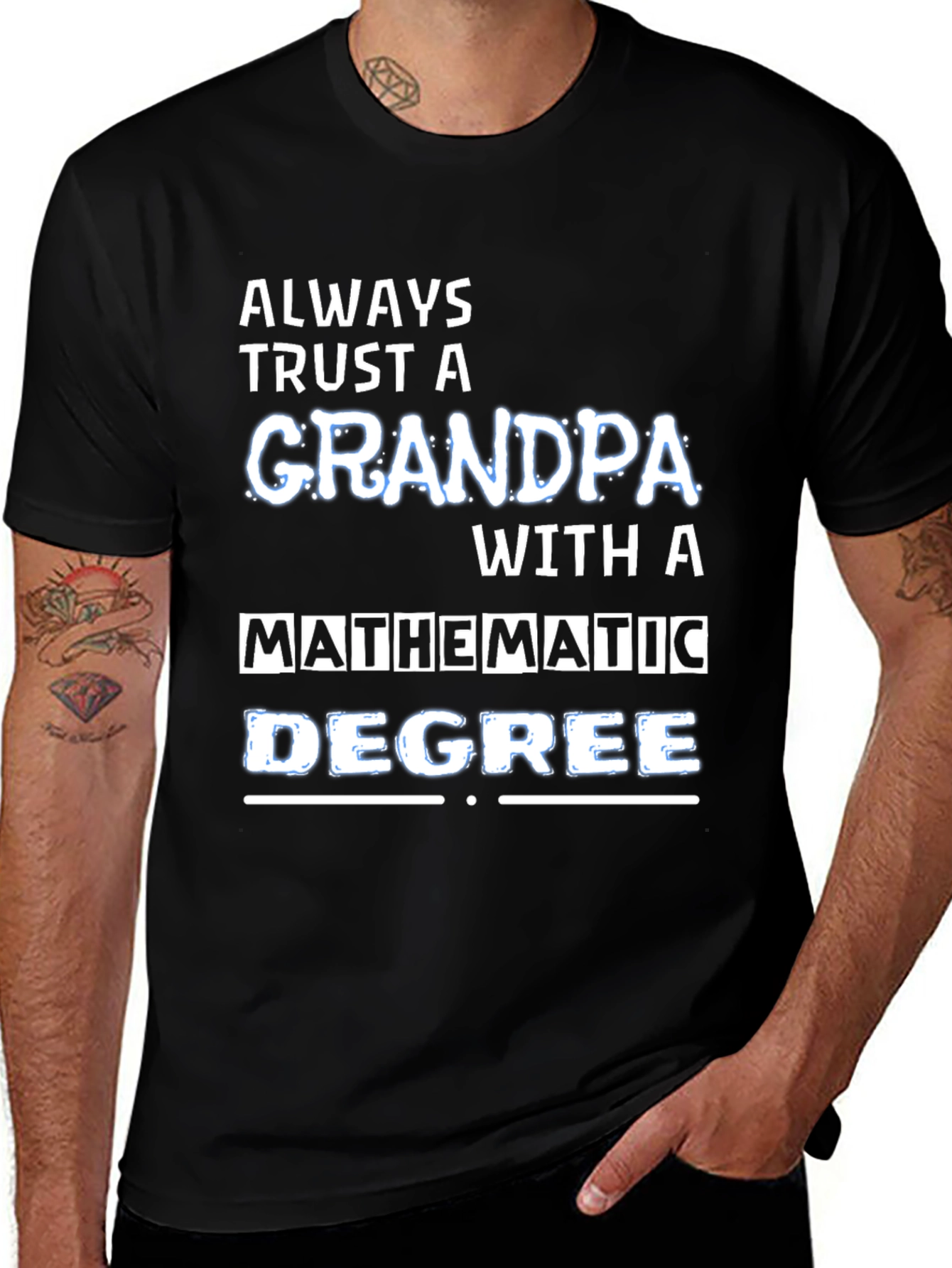 Trust a Grandpa with Math Degree Black T-Shirt