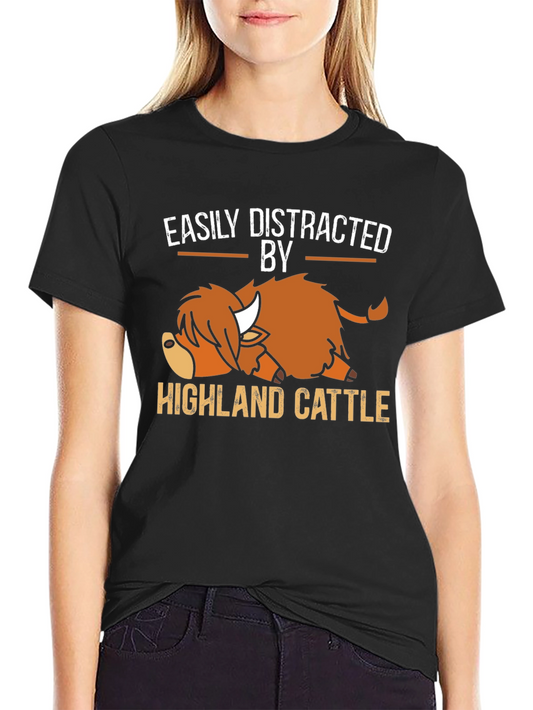 Easily Distracted By Highland Cattle T-Shirt