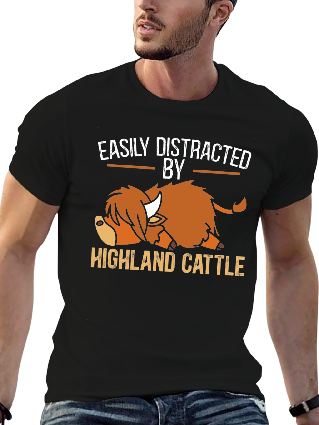Easily Distracted By Highland Cattle T-Shirt