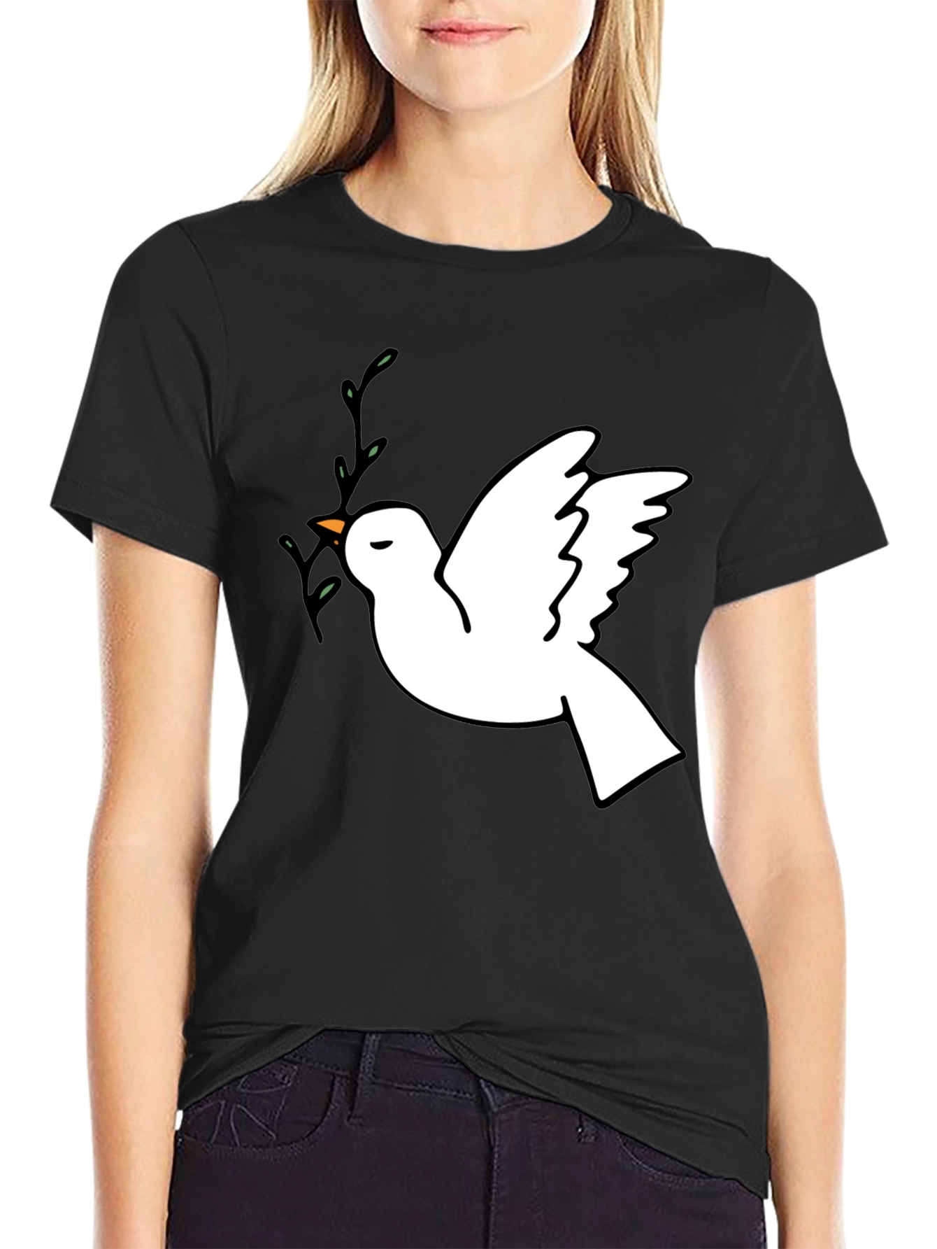 Peace Dove Graphic T-Shirt - Stylish Black Tee